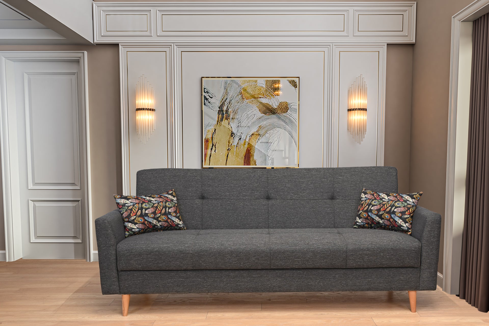 Kale Contemporary 3-Seater Sofa Dark Gray