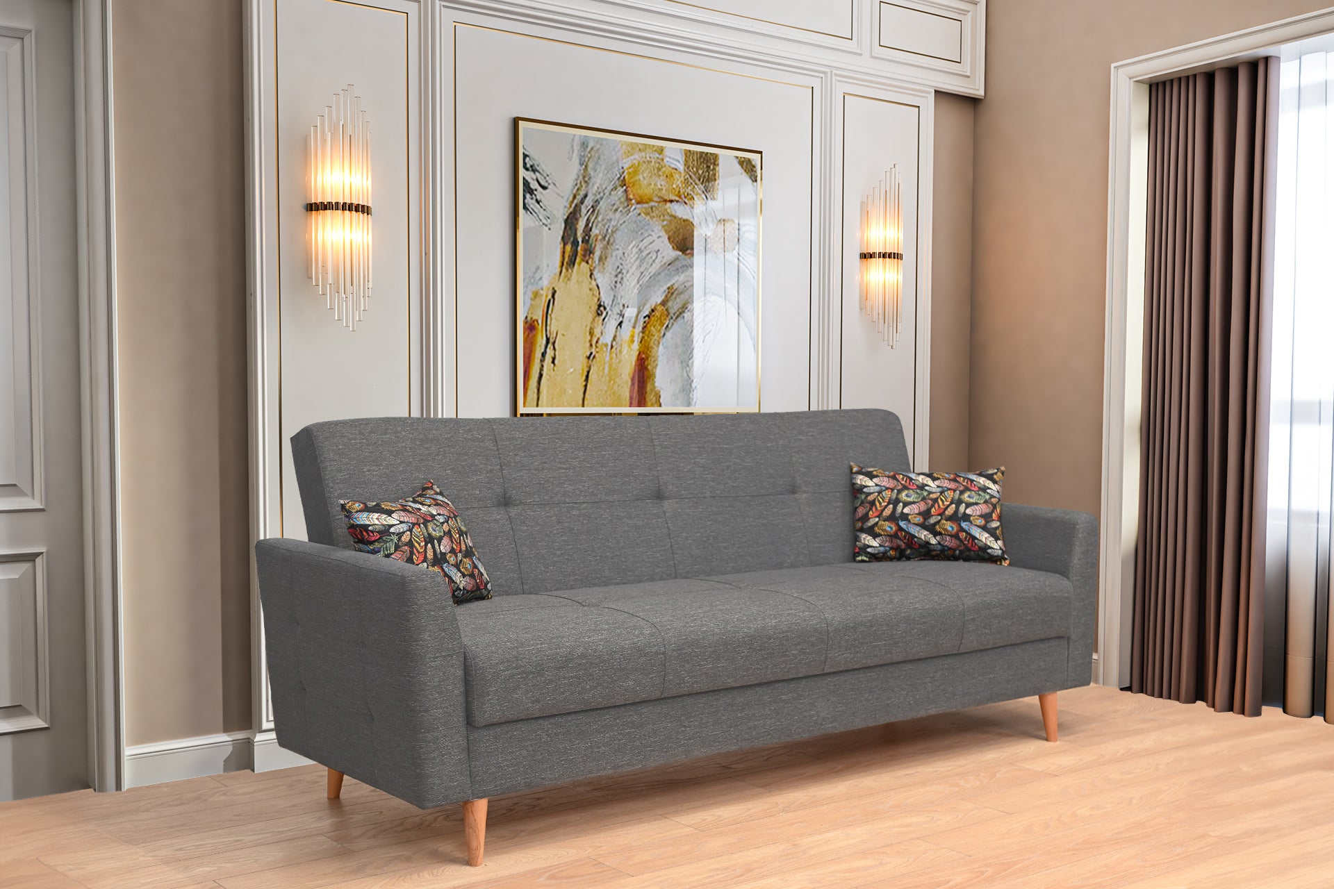 Kale 80'' Contemporary 3-Seater Sofa Gray