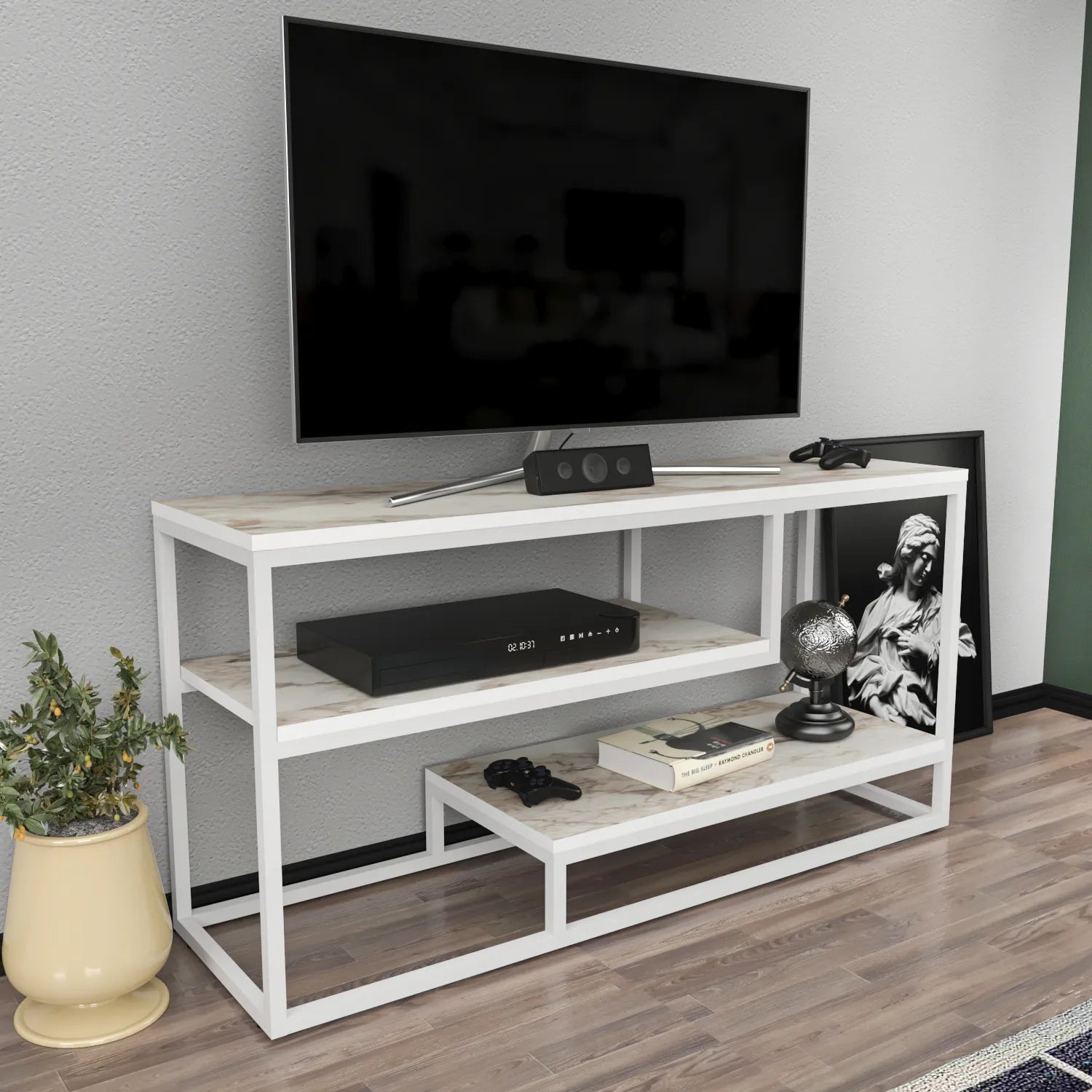 Lorin 47 inch Wide Metal Wood TV Stand Media Console for TVs up to 55 inch