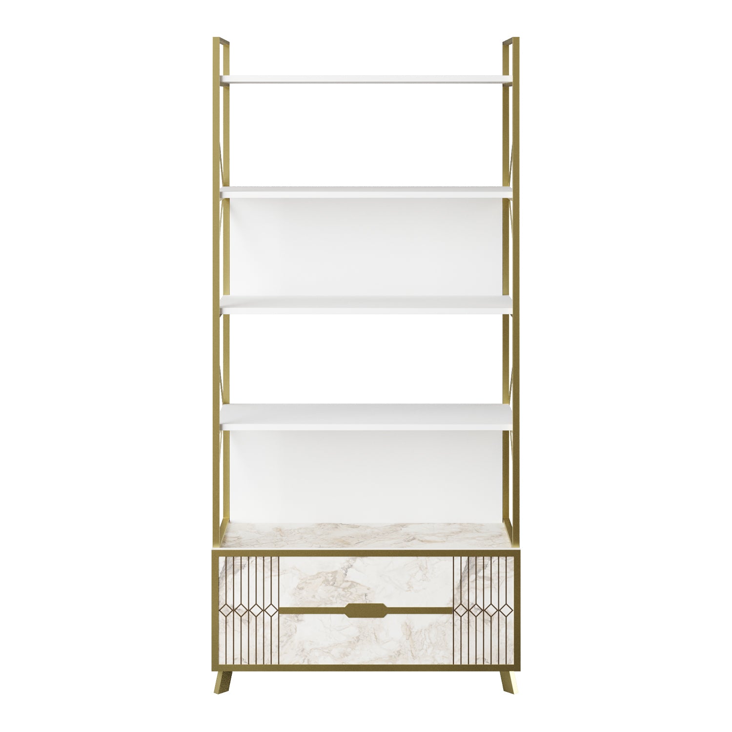 Frida 90 Bookcase - Ephesus Marble & Gold