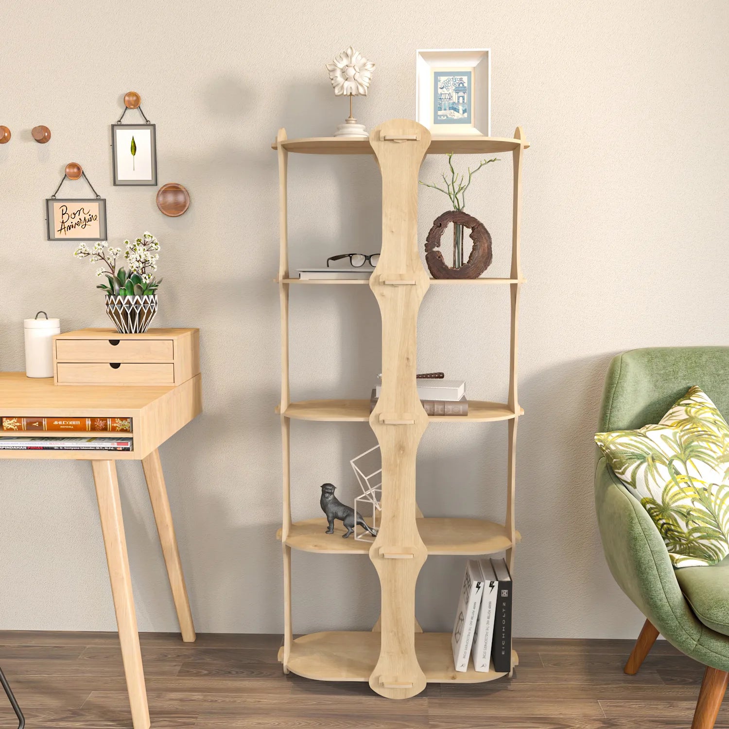 Ayzi 54" Tall MDF Bookcase | Bookshelf | Display Unit