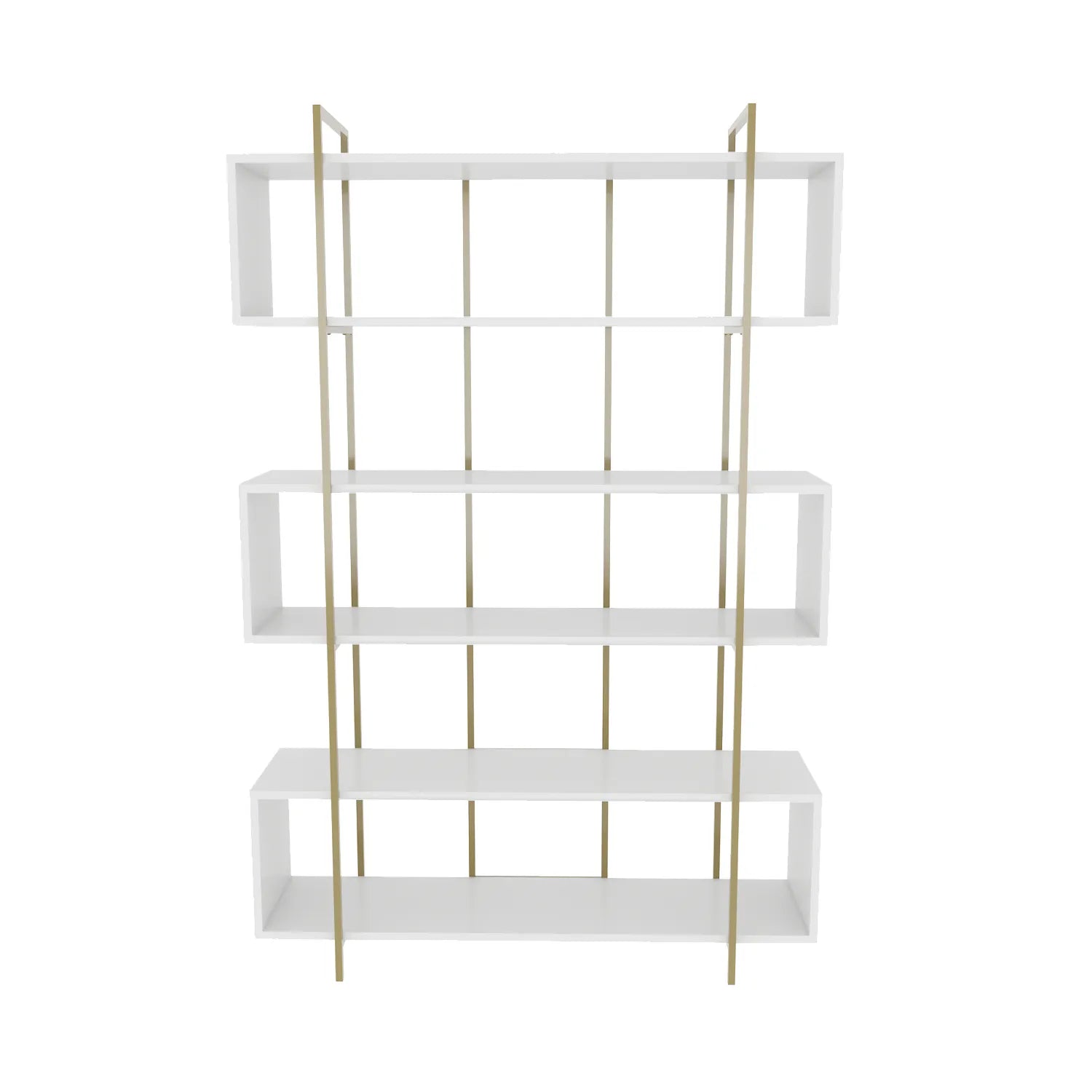 Bruti 71" Tall Geometric Metal Wood Bookcase | Bookshelf | Display Unit