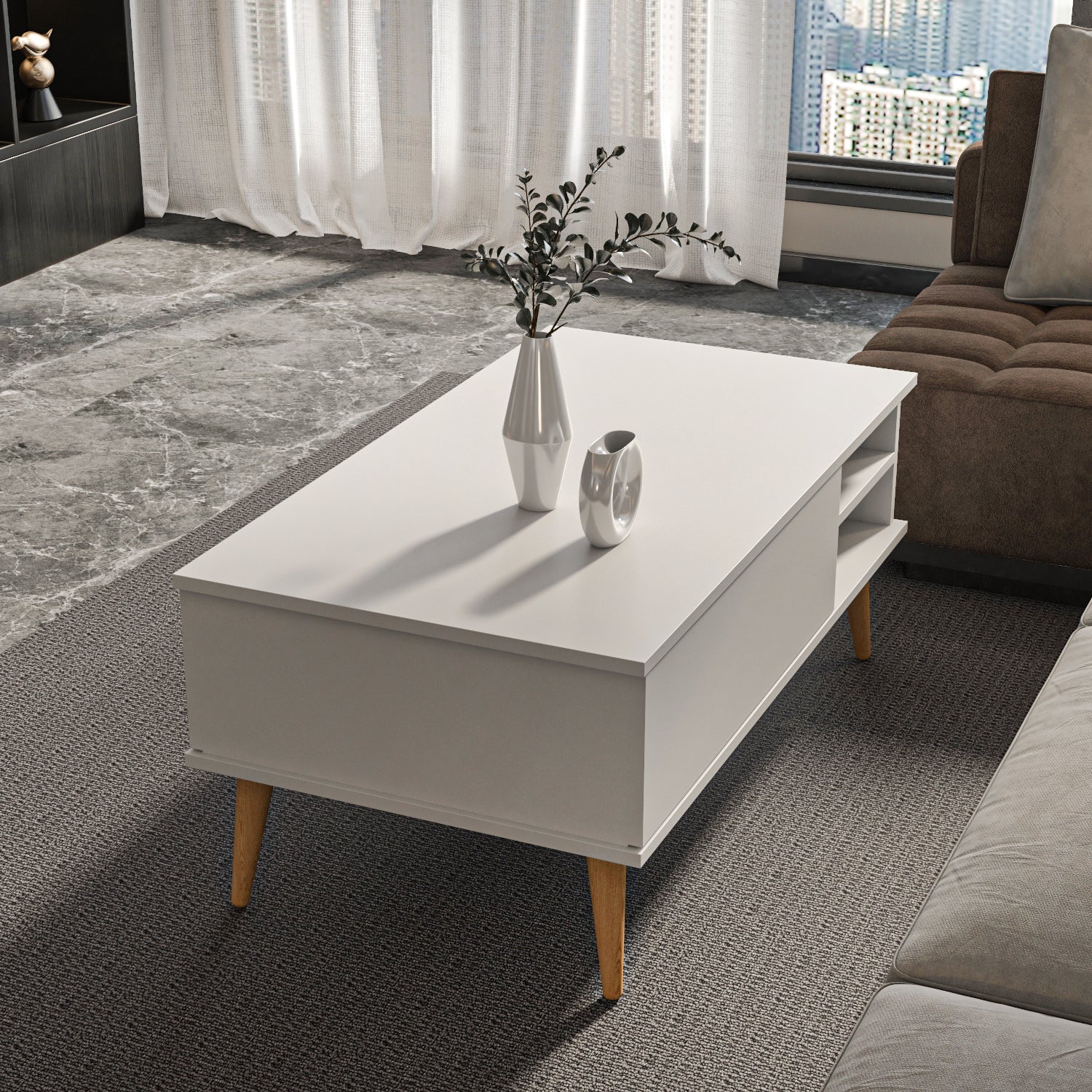Como 47" Wide Coffee Table with Cabinet