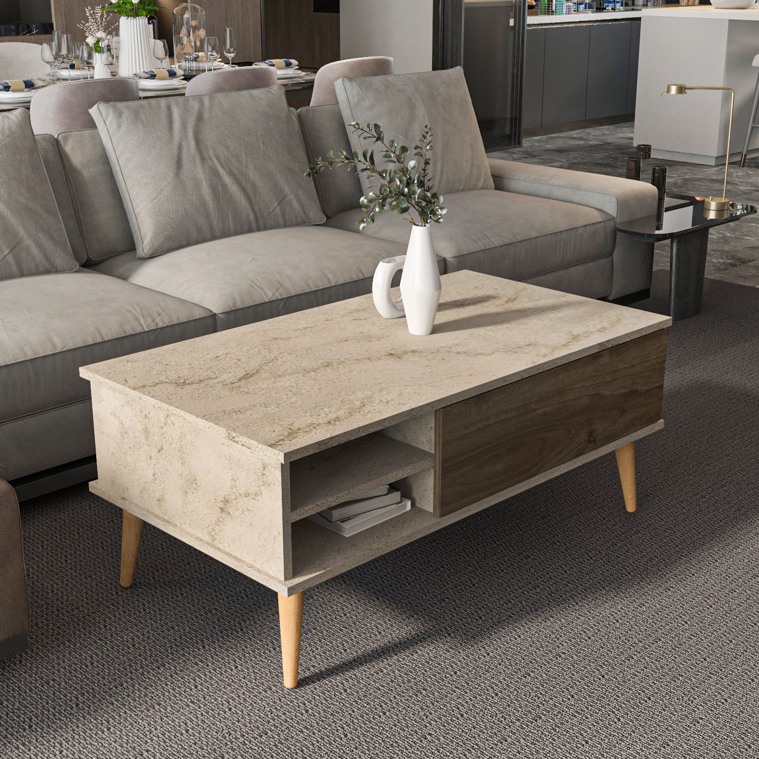 Como 47" Wide Coffee Table with Cabinet