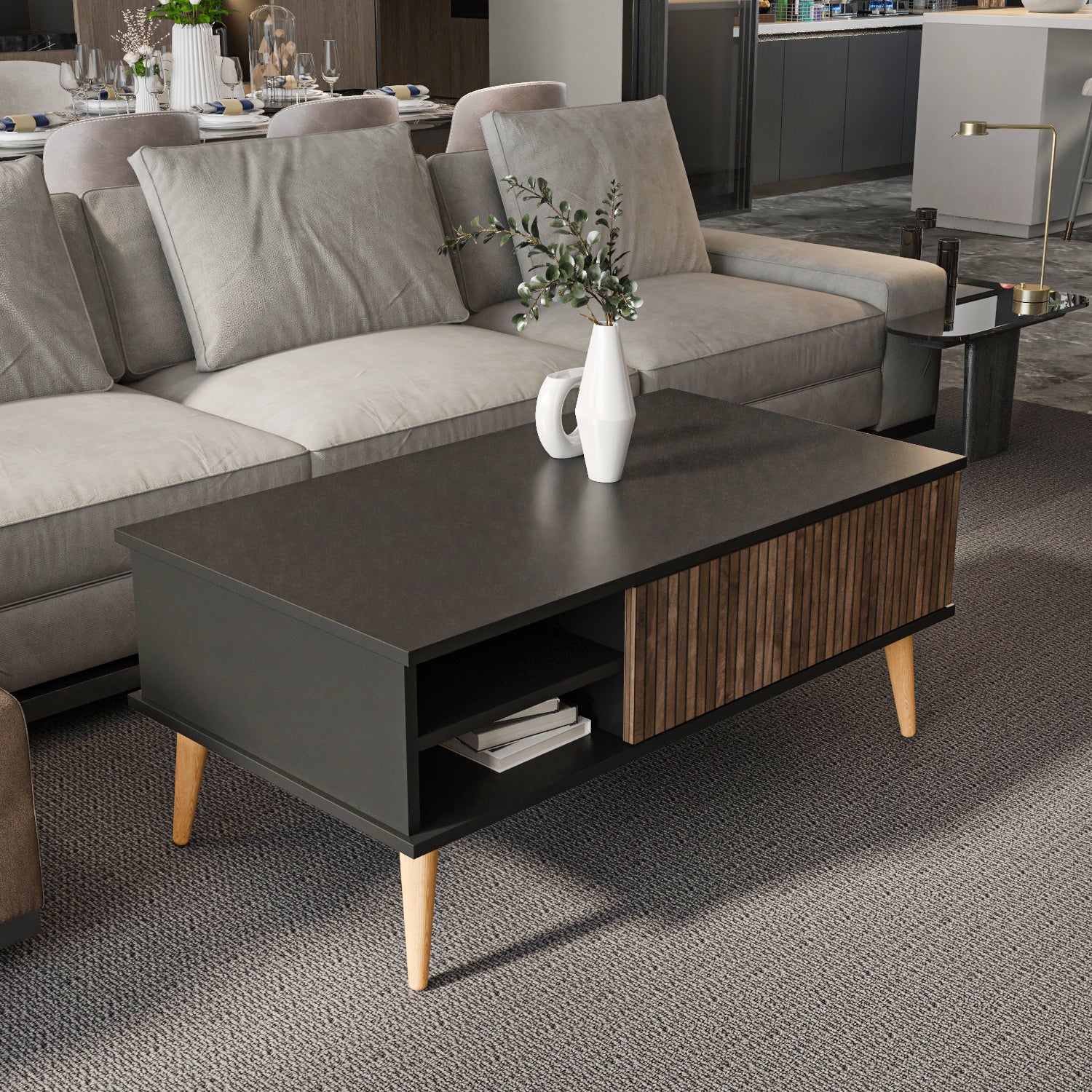 Como 47" Wide Coffee Table with Cabinet