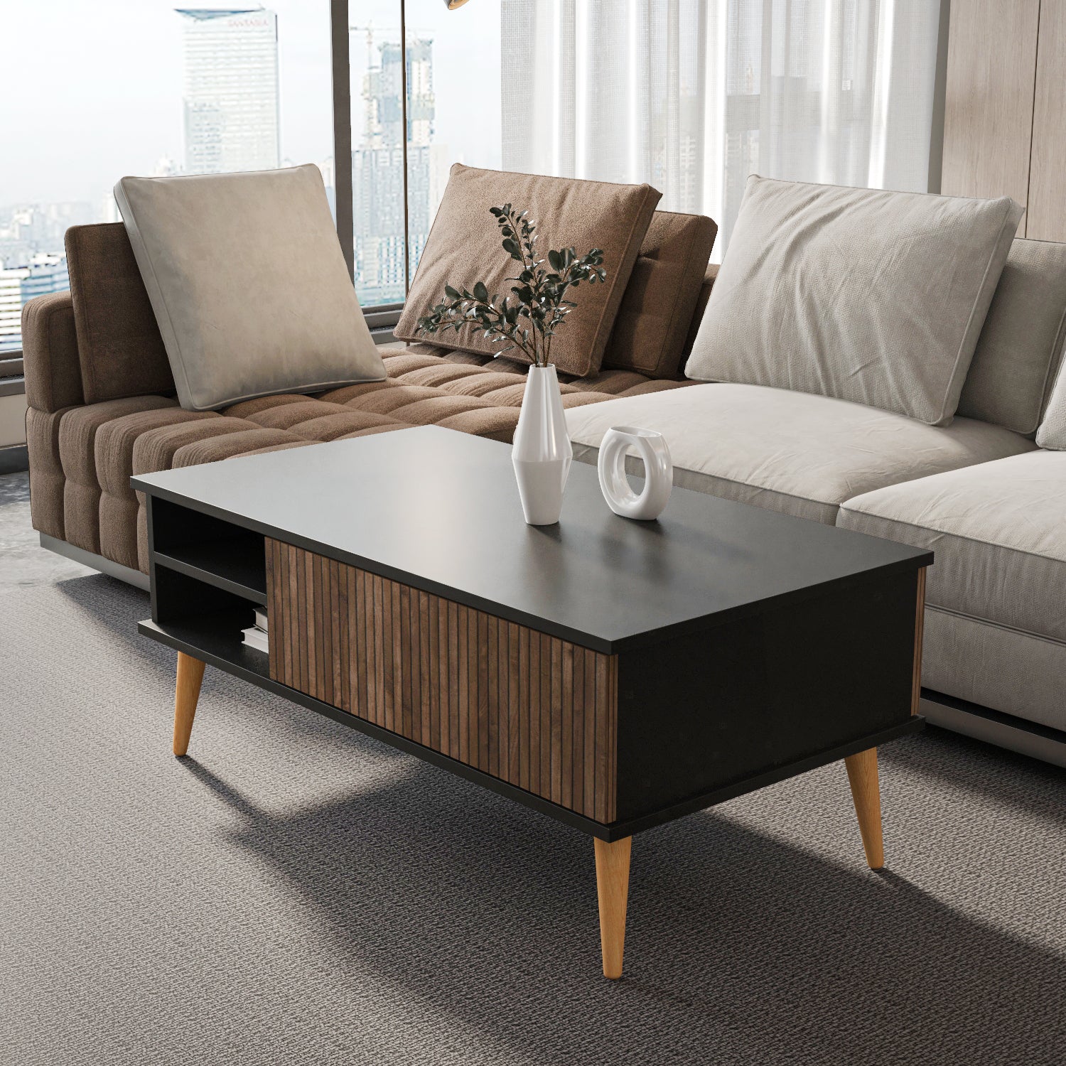 Como 47" Wide Coffee Table with Cabinet