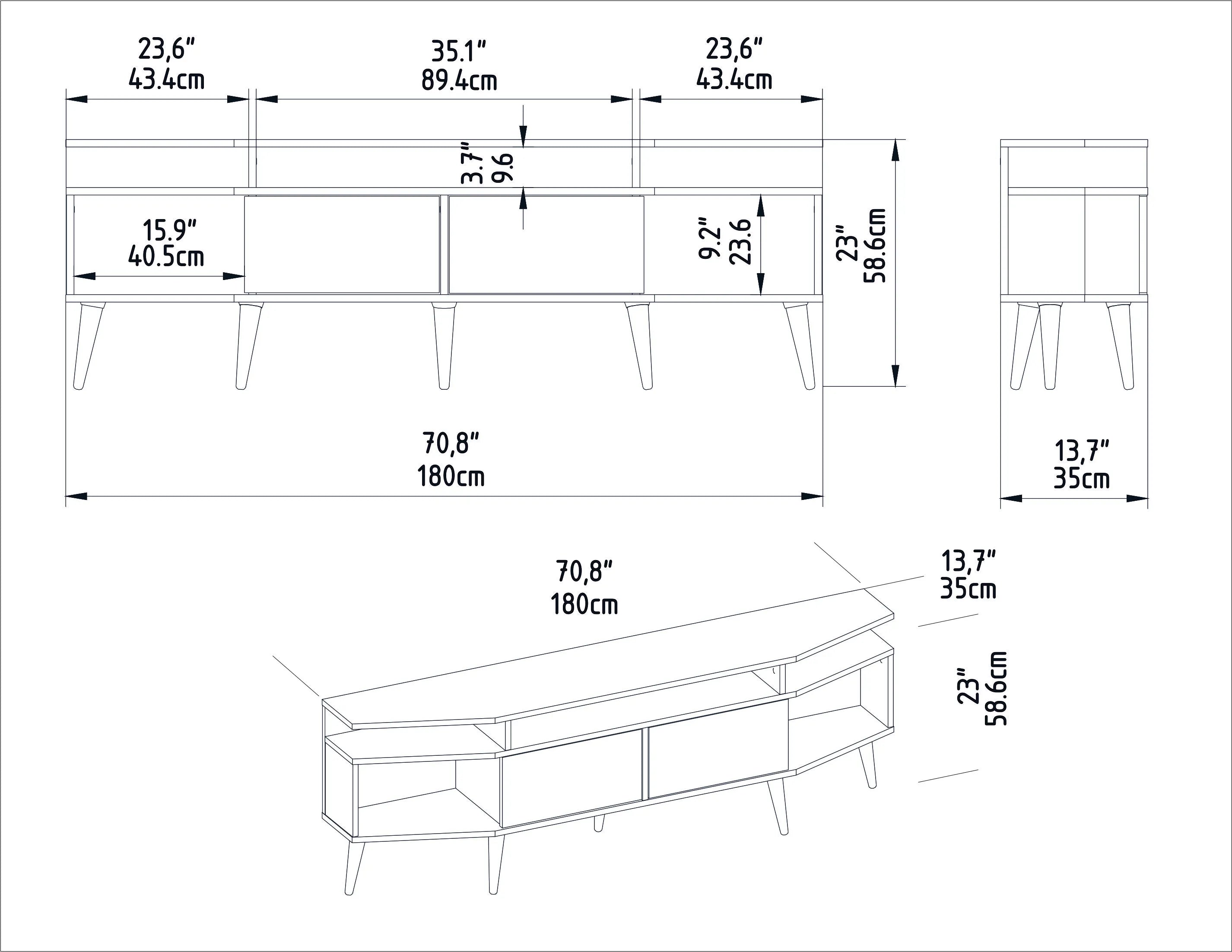 Dennis 71 in Wide Modern TV Stand Media Console with Storage for TVs up to 80 in