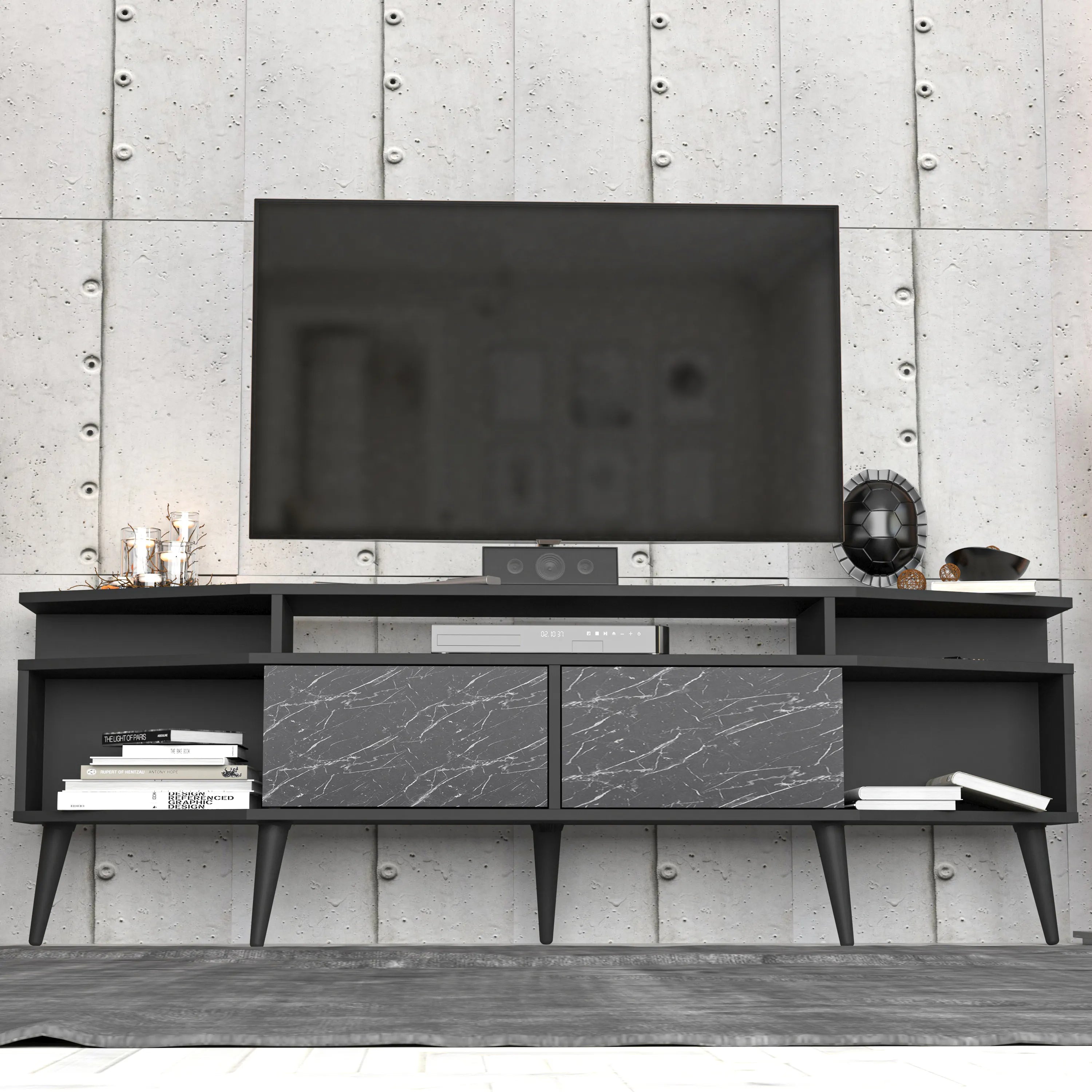 Dennis 71 in Wide Modern TV Stand Media Console with Storage for TVs up to 80 in