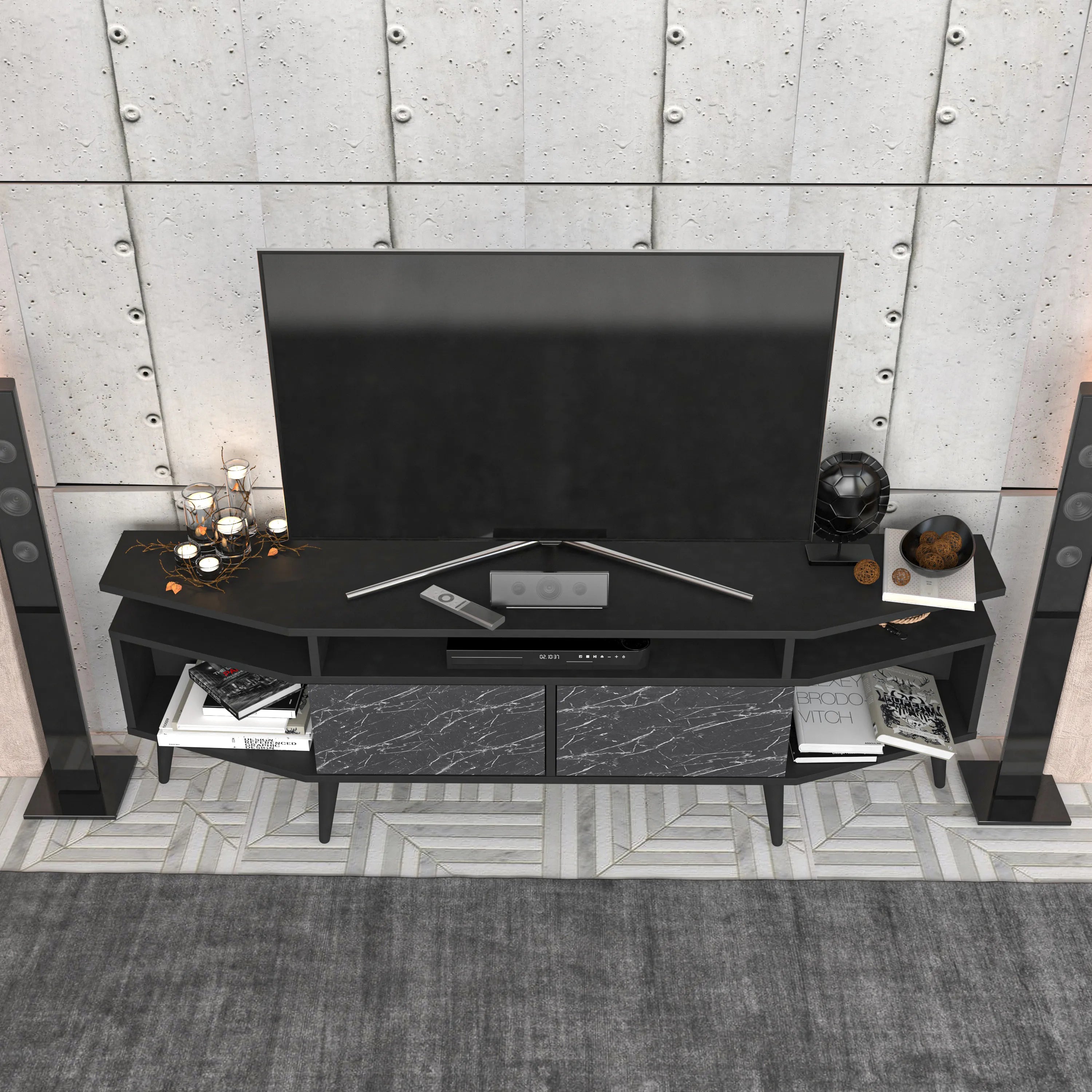 Dennis 71 in Wide Modern TV Stand Media Console with Storage for TVs up to 80 in