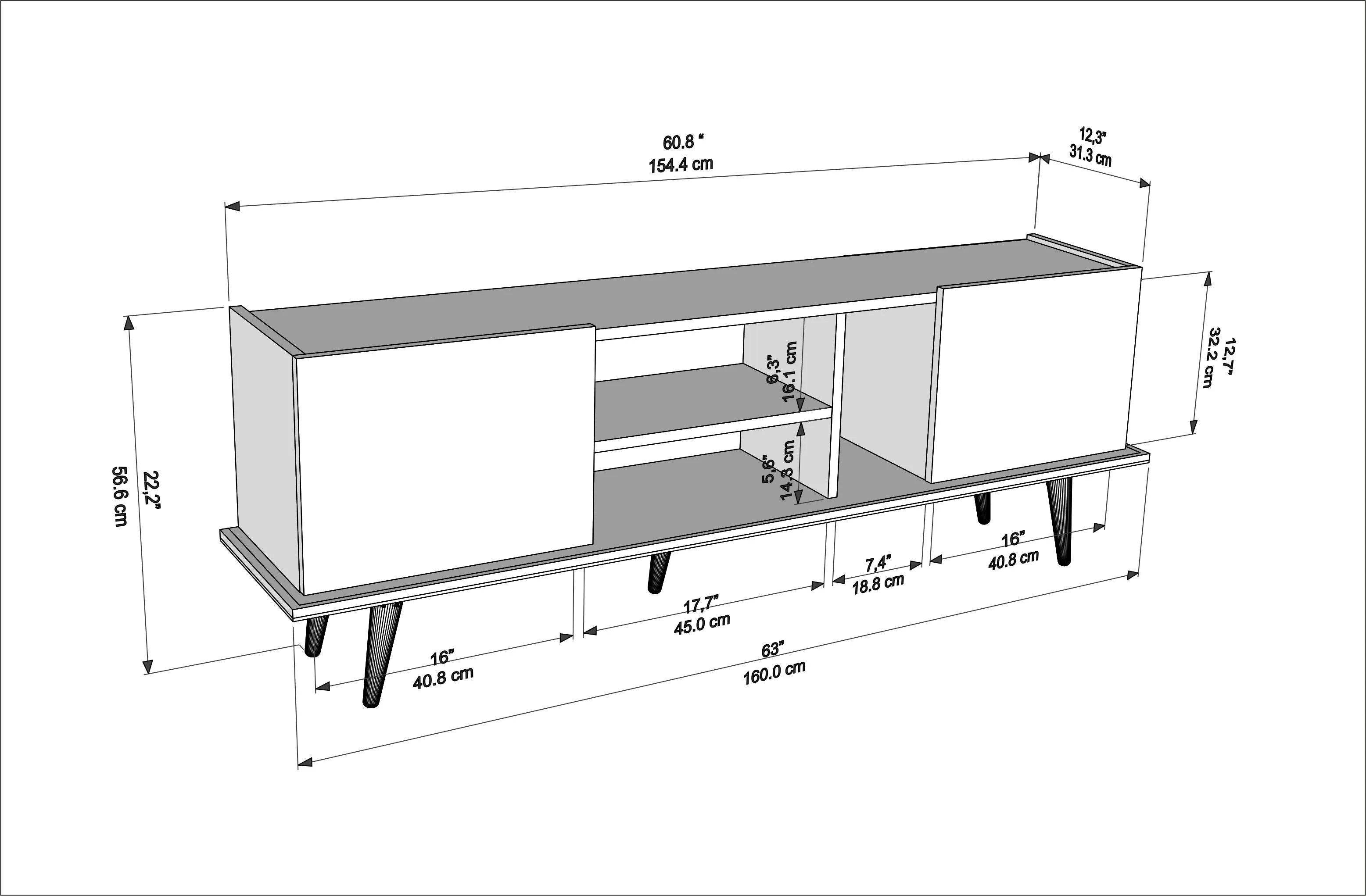 Ekvador 63" Wide TV Stand for TVs up to 72" | Media Console
