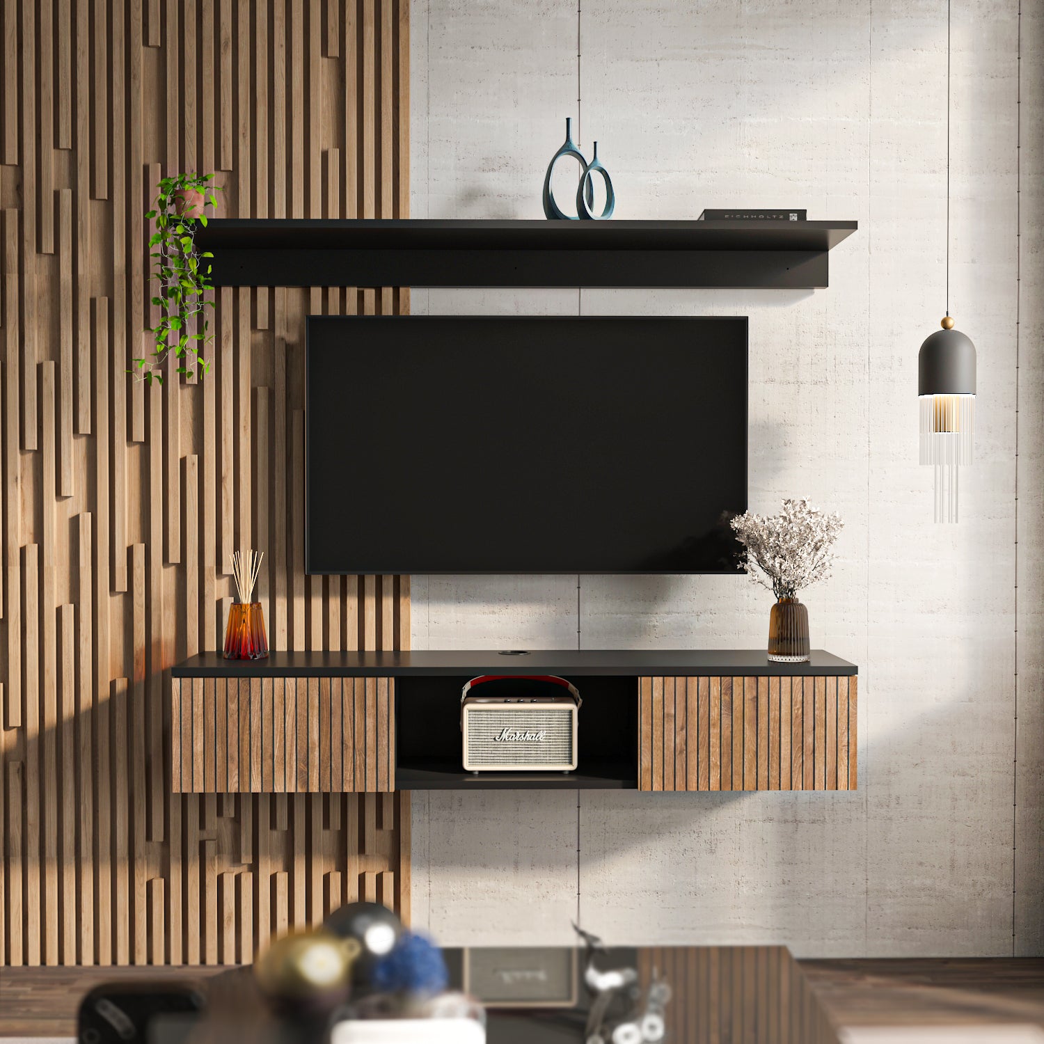 Elia Floating TV Stand with Shelf