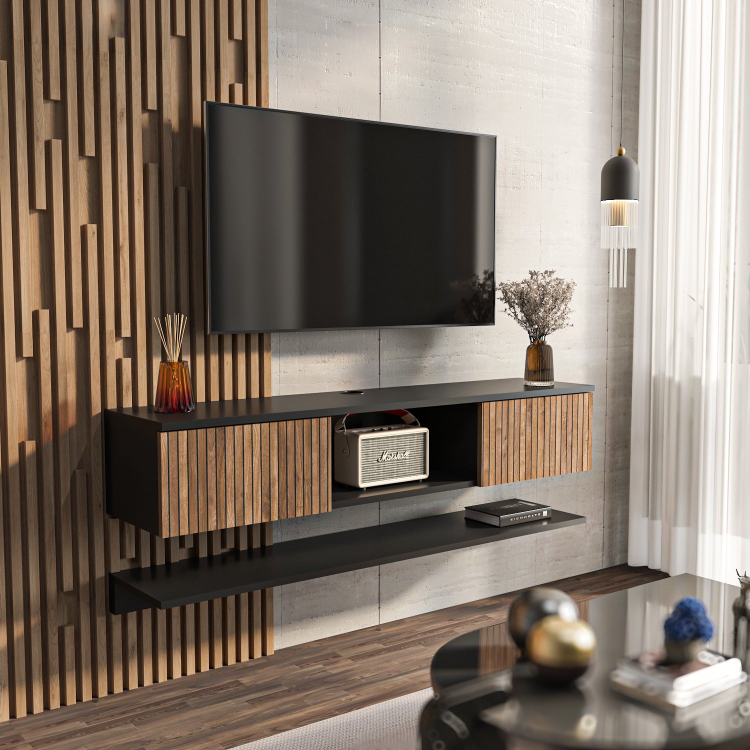 Elia Floating TV Stand with Shelf