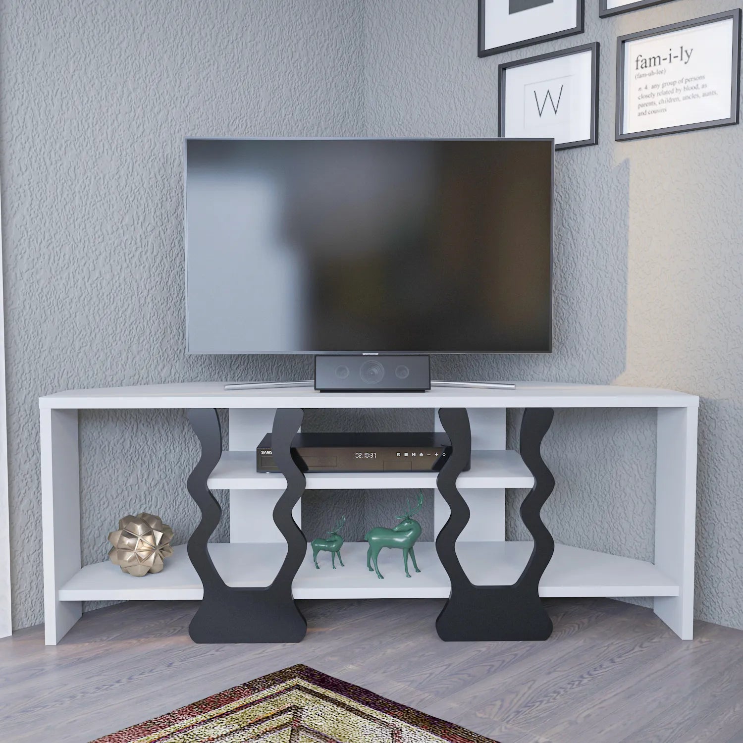 Firal 43 inch Wide Corner TV Stand Media Console for TVs up to 49 inch