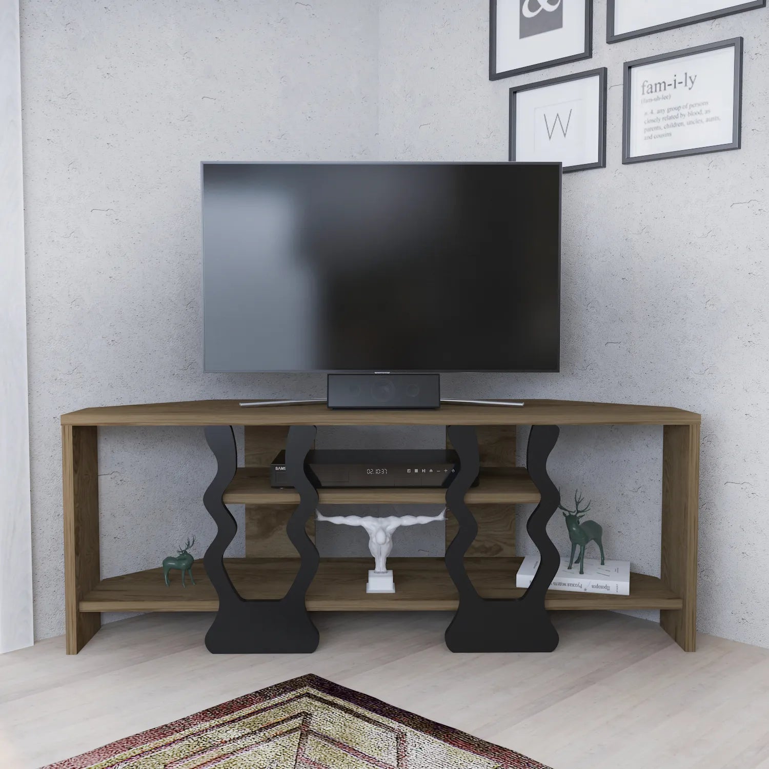 Firal 43 inch Wide Corner TV Stand Media Console for TVs up to 49 inch