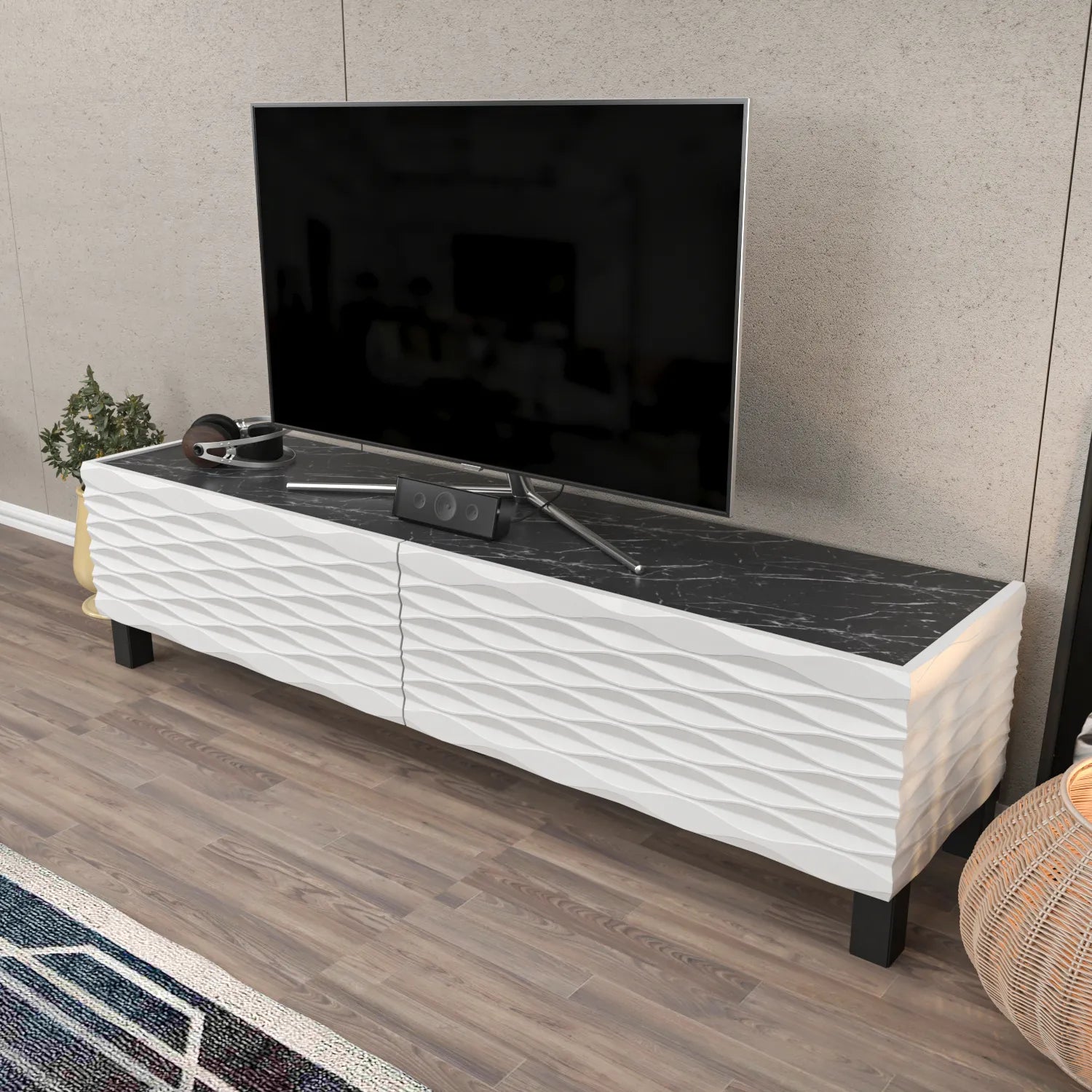 Lerze 59 inch Wide TV Stand Media Console fot TVs up to 65 inch
