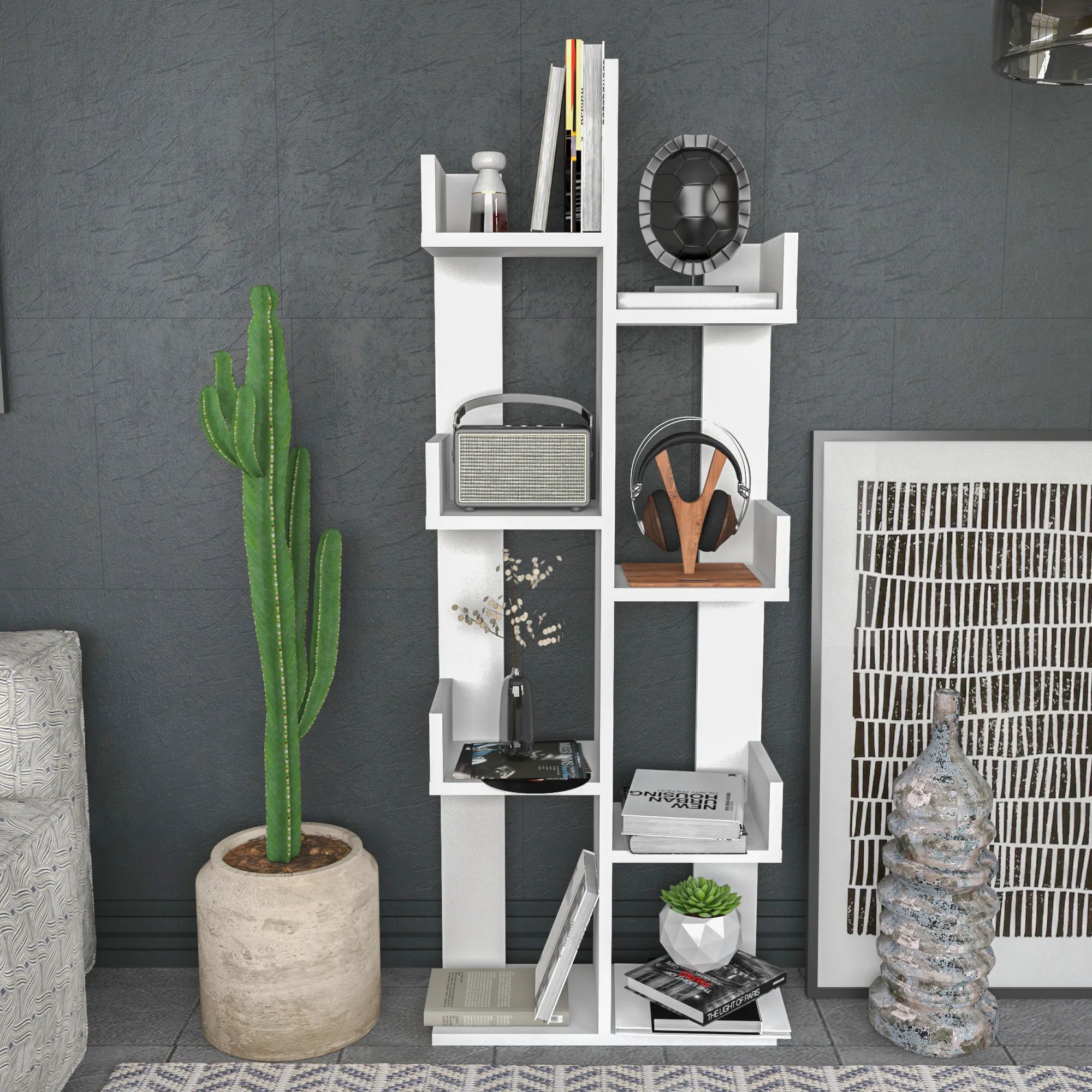 Luisa 54 in Tall Modern Tree Style Bookshelf