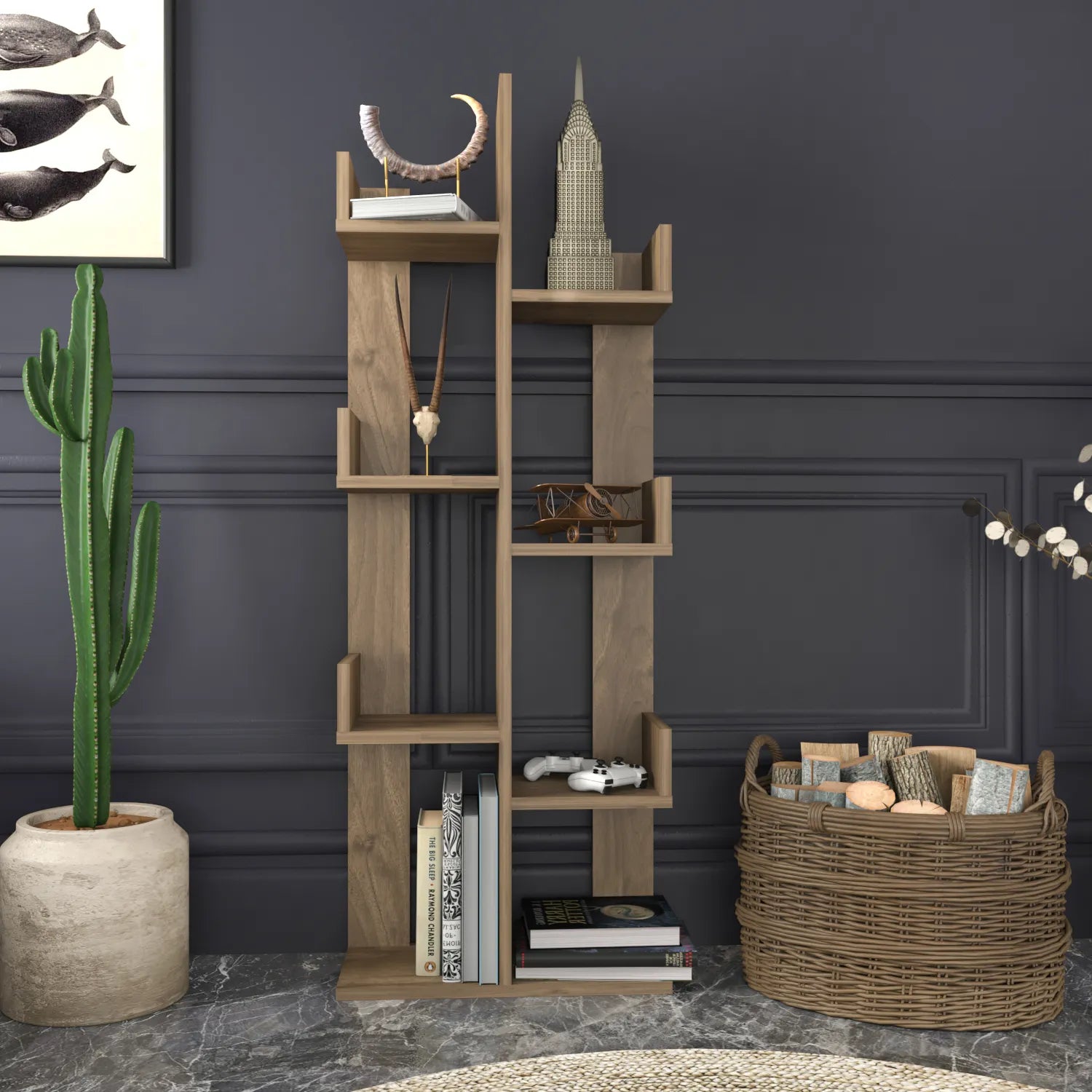 Luisa 54 in Tall Modern Tree Style Bookshelf
