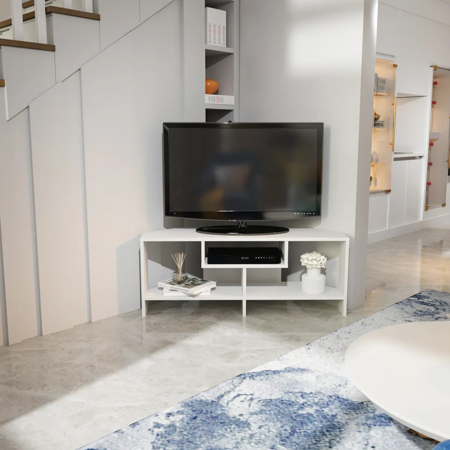Maldiv 47" Wide Corner TV Stand | Media Console | for TVs up to 50"