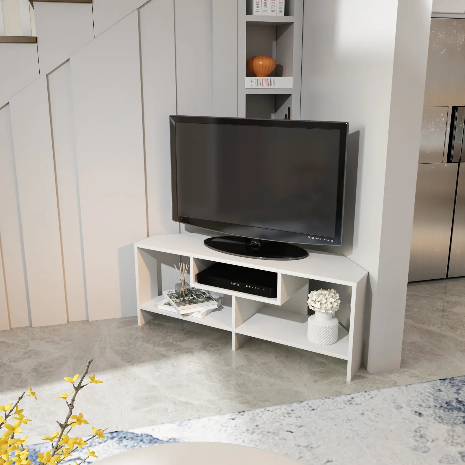 Maldiv 47" Wide Corner TV Stand | Media Console | for TVs up to 50"