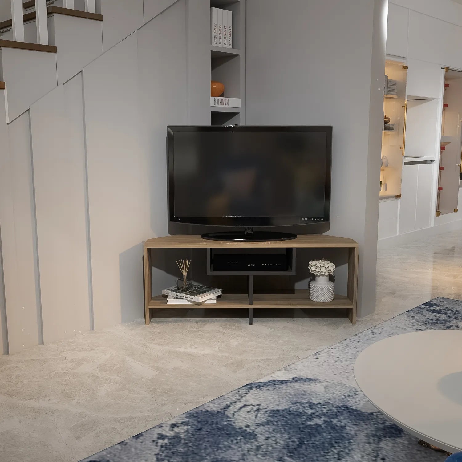 Maldiv 47" Wide Corner TV Stand | Media Console | for TVs up to 50"