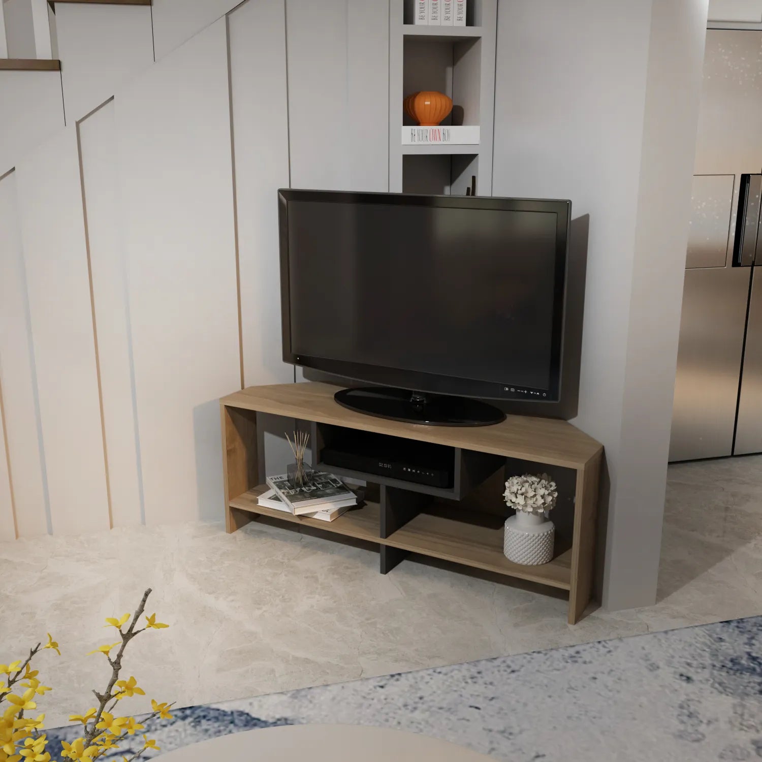 Maldiv 47" Wide Corner TV Stand | Media Console | for TVs up to 50"