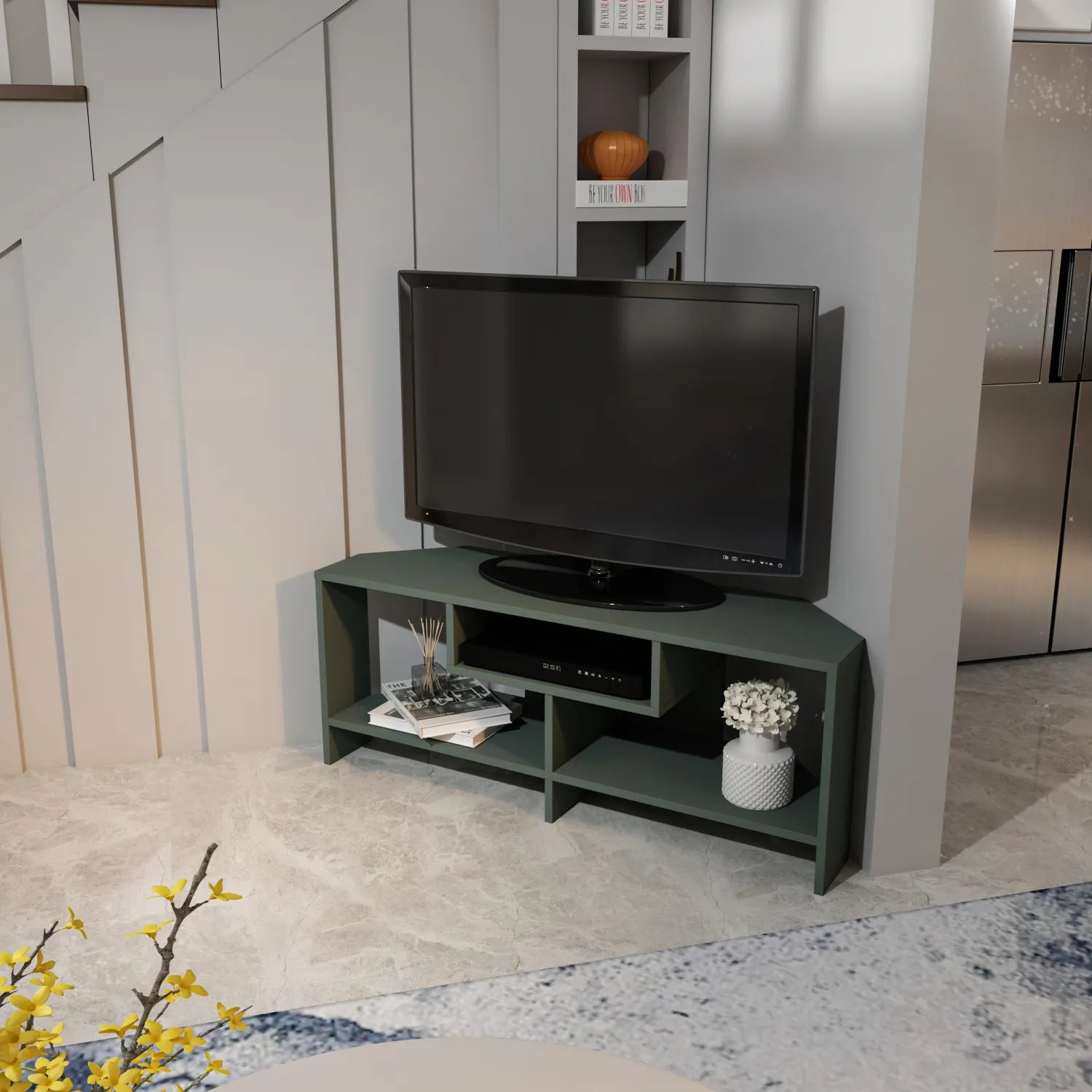Maldiv 47" Wide Corner TV Stand | Media Console | for TVs up to 50"