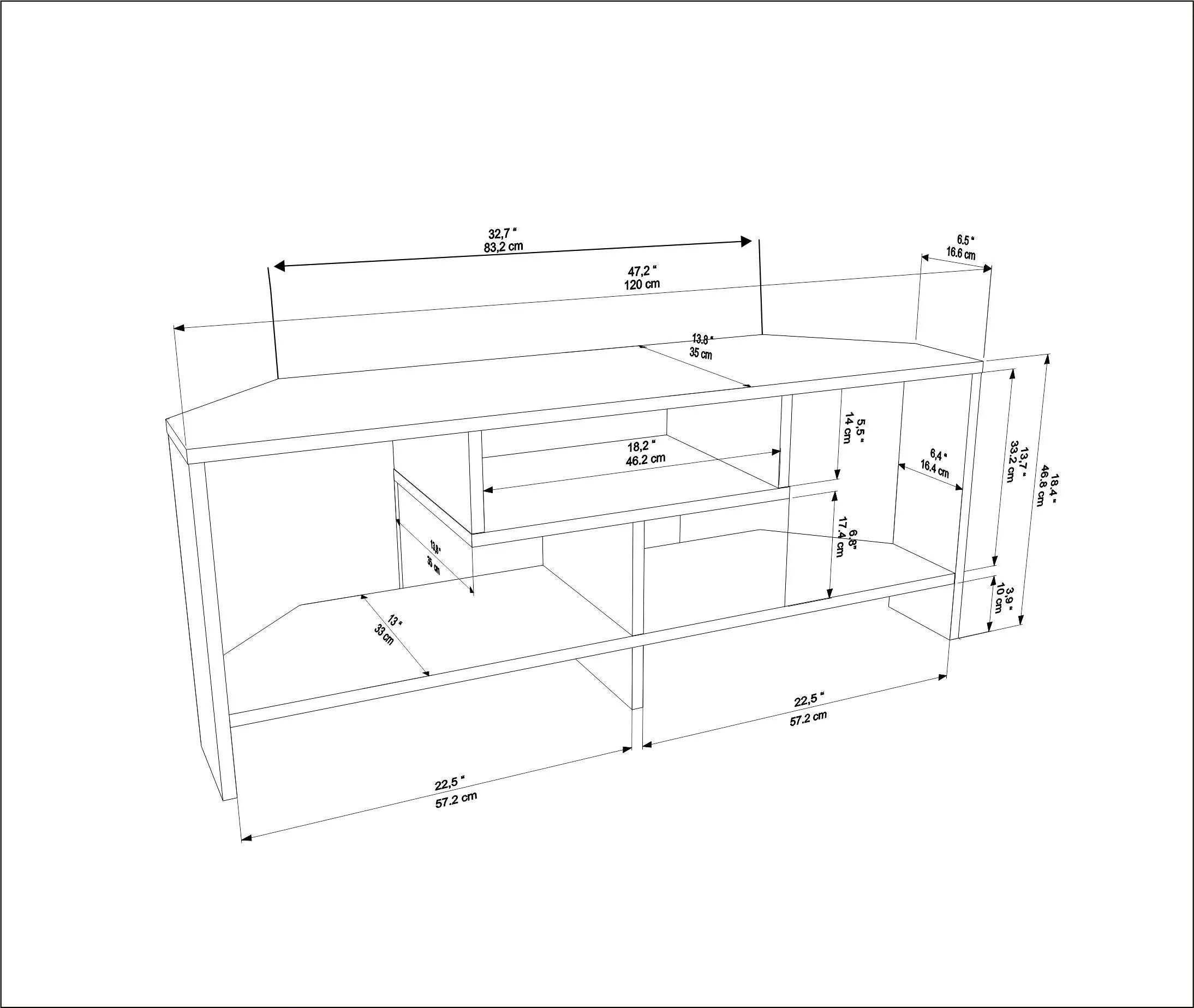 Maldiv 47" Wide Corner TV Stand | Media Console | for TVs up to 50"