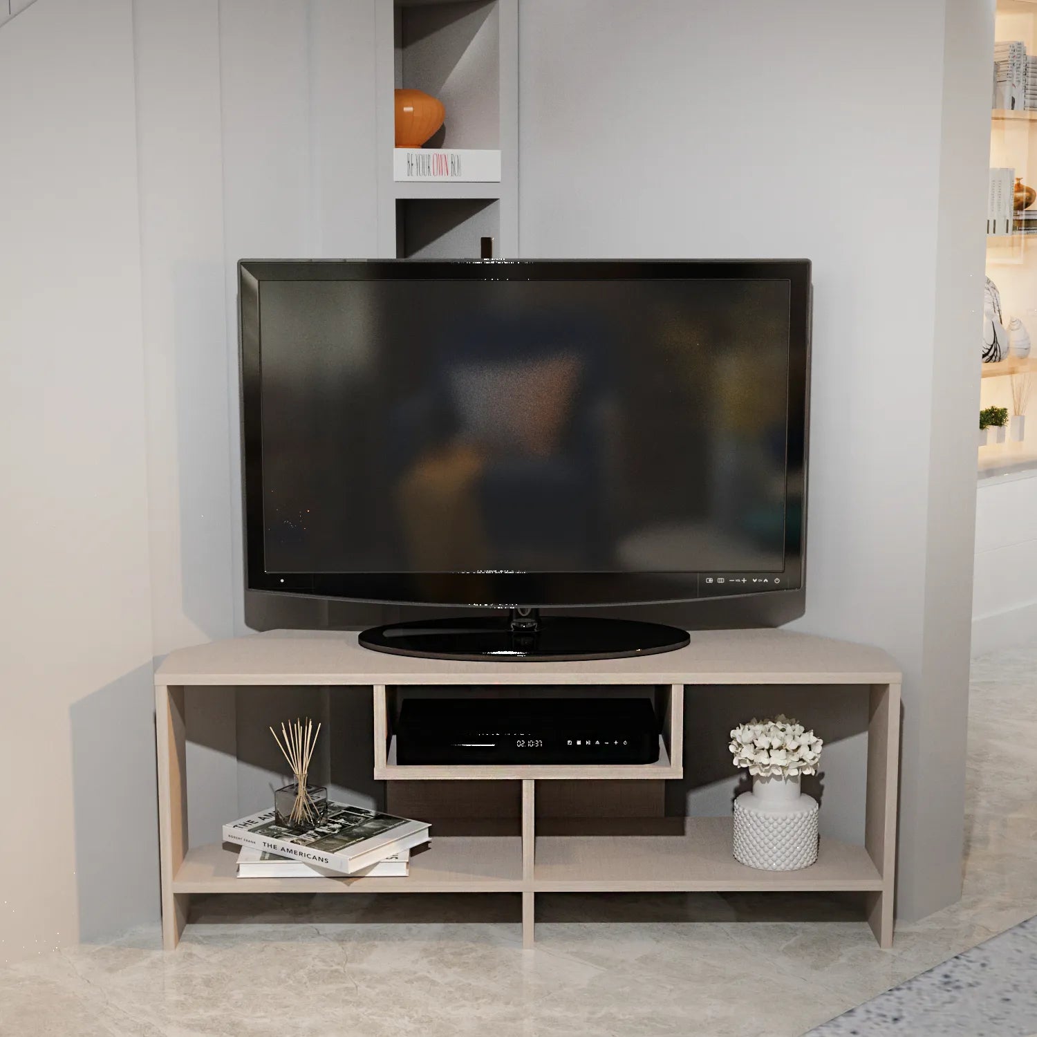 Maldiv 47" Wide Corner TV Stand | Media Console | for TVs up to 50"