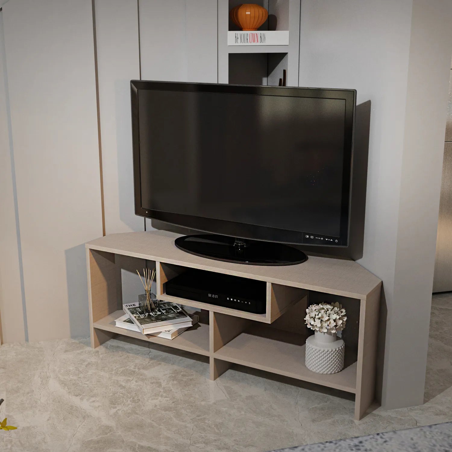 Maldiv 47" Wide Corner TV Stand | Media Console | for TVs up to 50"
