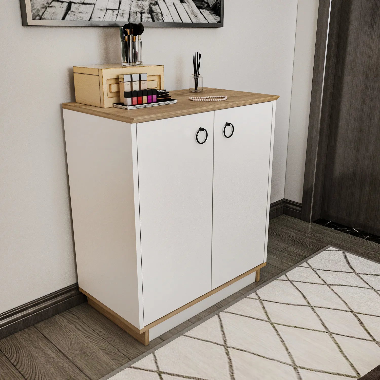 Nuanse Storage Cabinet with Doors | Accent Cabinet | Shoe Rack