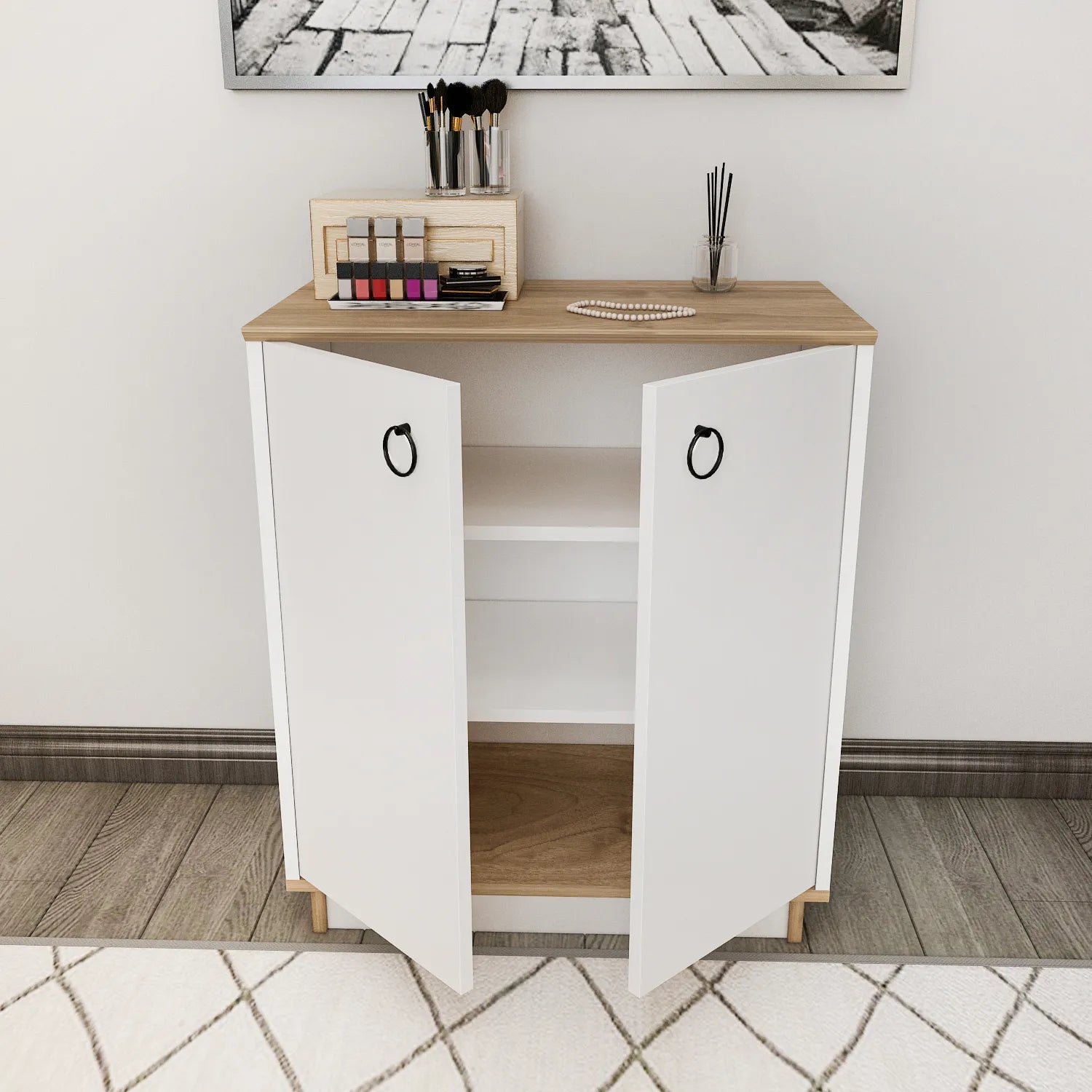 Nuanse Storage Cabinet with Doors | Accent Cabinet | Shoe Rack