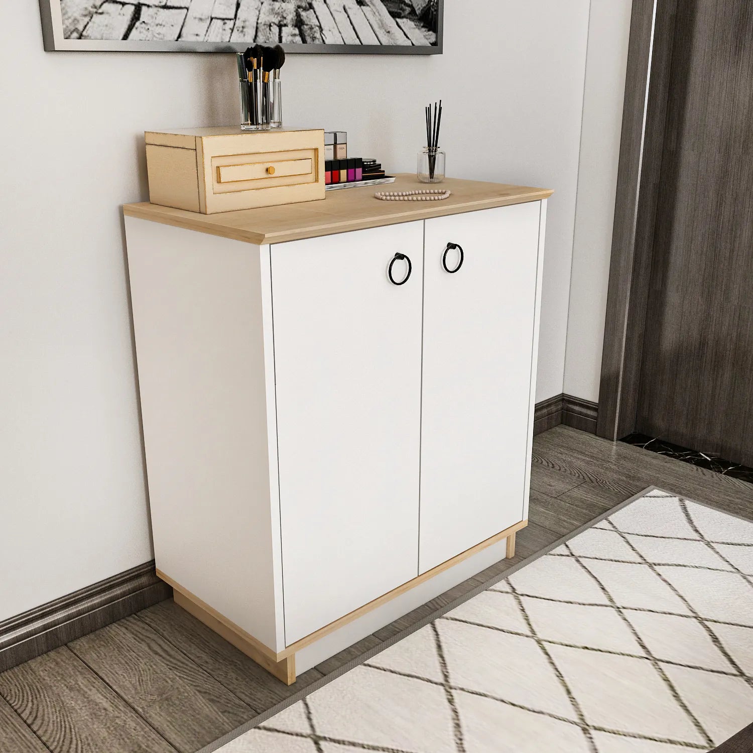 Nuanse Storage Cabinet with Doors | Accent Cabinet | Shoe Rack