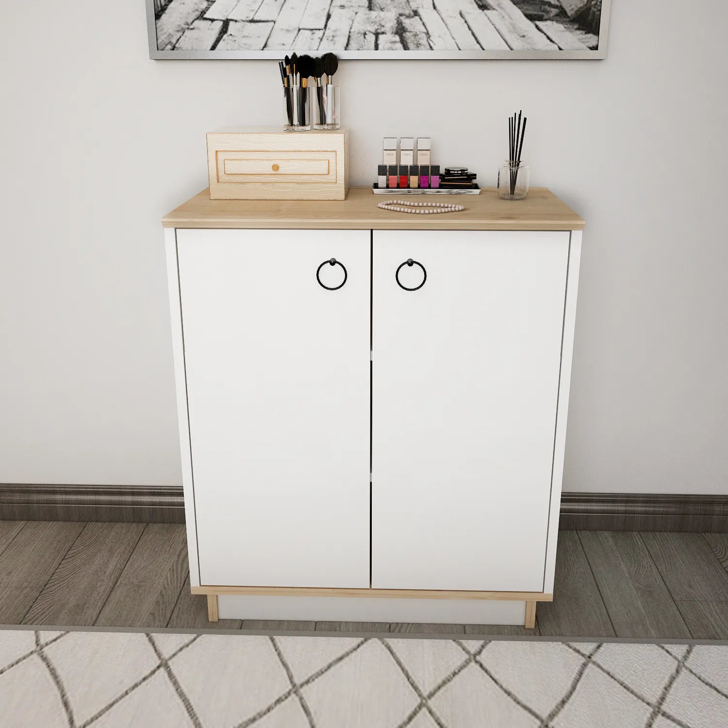 Nuanse Storage Cabinet with Doors | Accent Cabinet | Shoe Rack