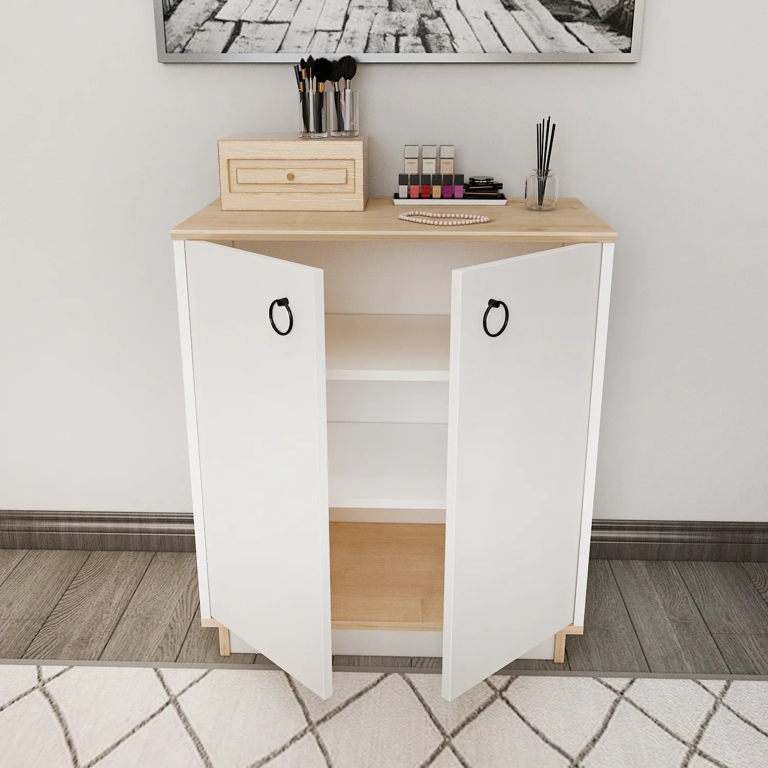 Nuanse Storage Cabinet with Doors | Accent Cabinet | Shoe Rack
