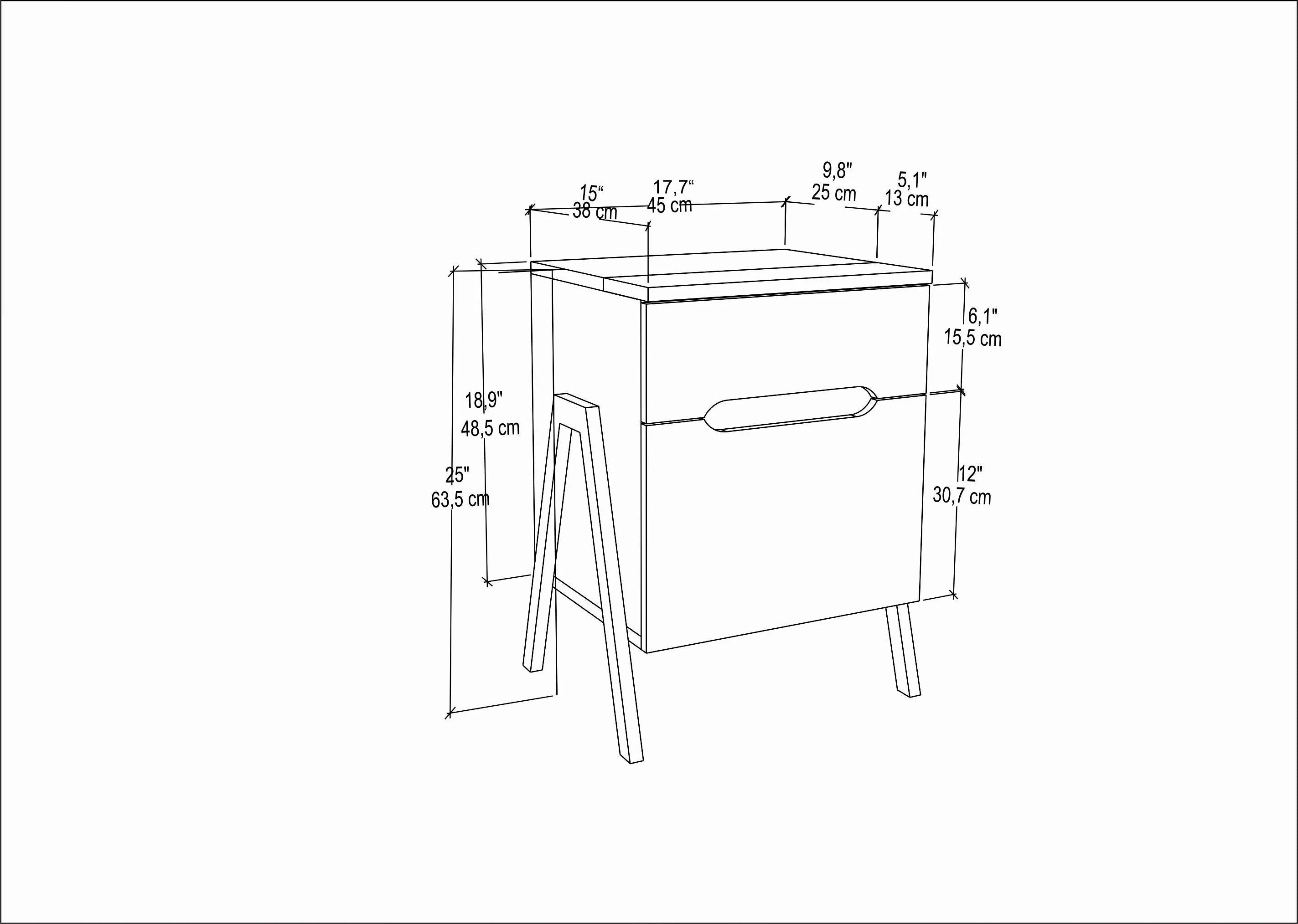 Neva Nightstand with Metal Legs