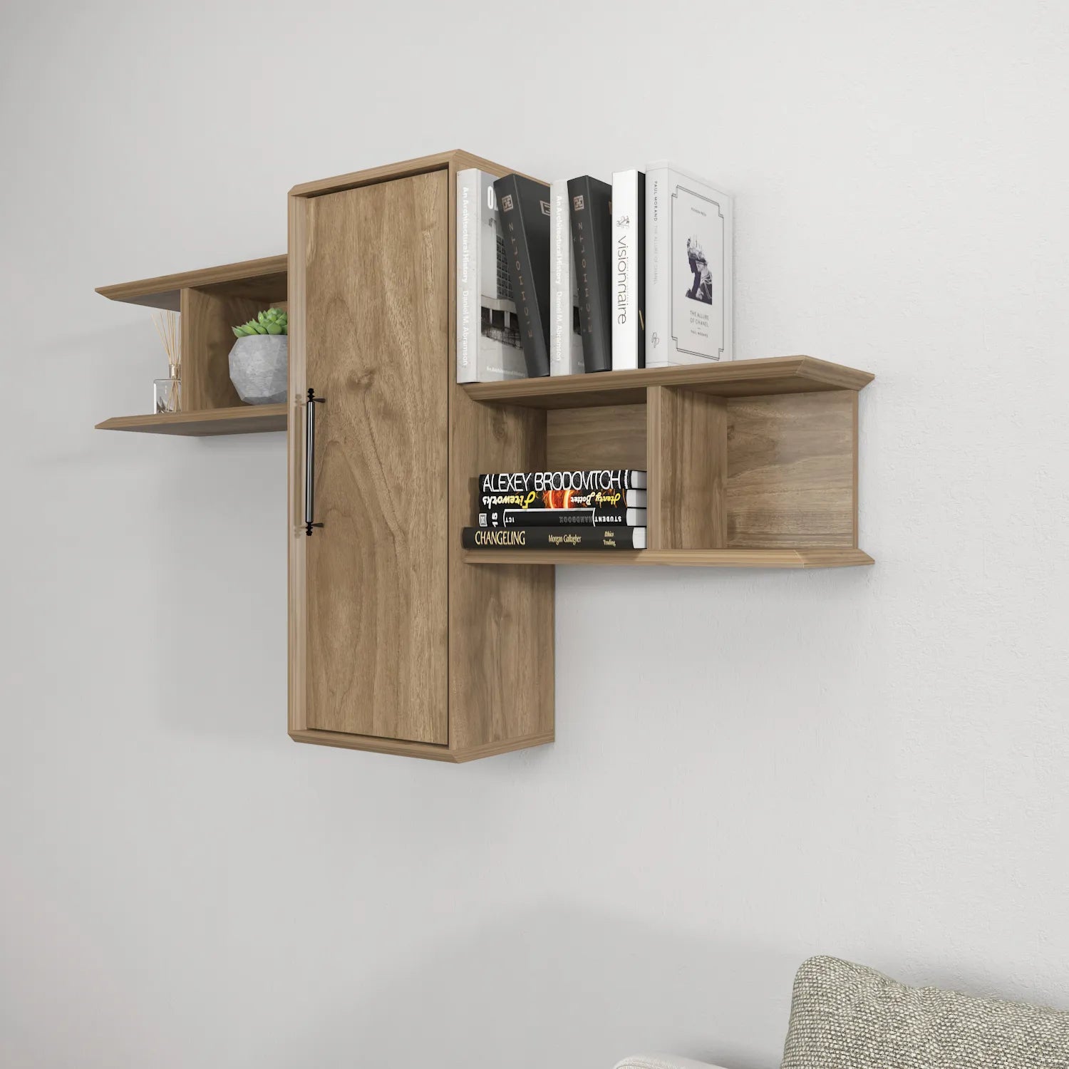 Olida Wall Shelf - Modern Design | 2 Shelves and Cabinet for Storage