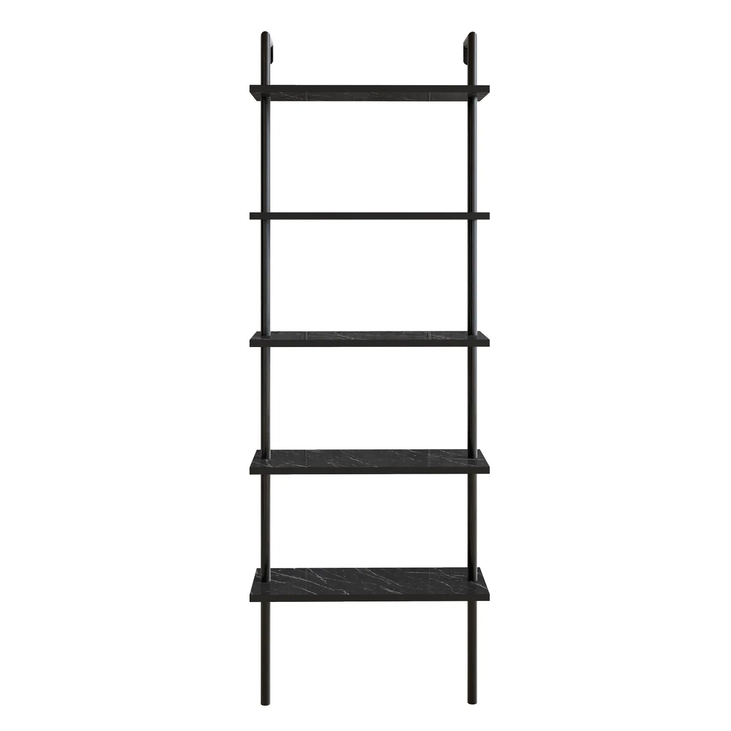 paula ladder bookcase black marble effect white background