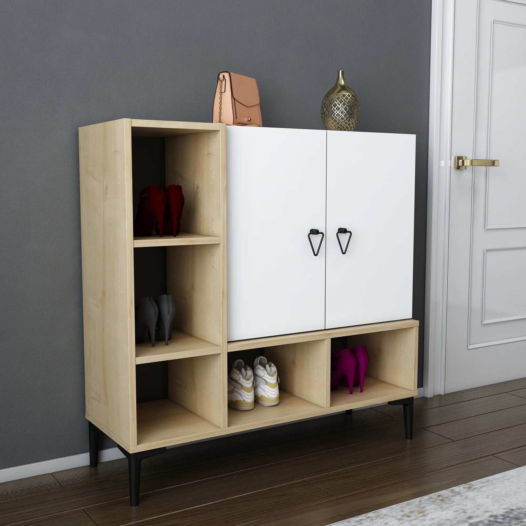 Platin Modern Shoe Cabinet with Ample Storage | Cupboard