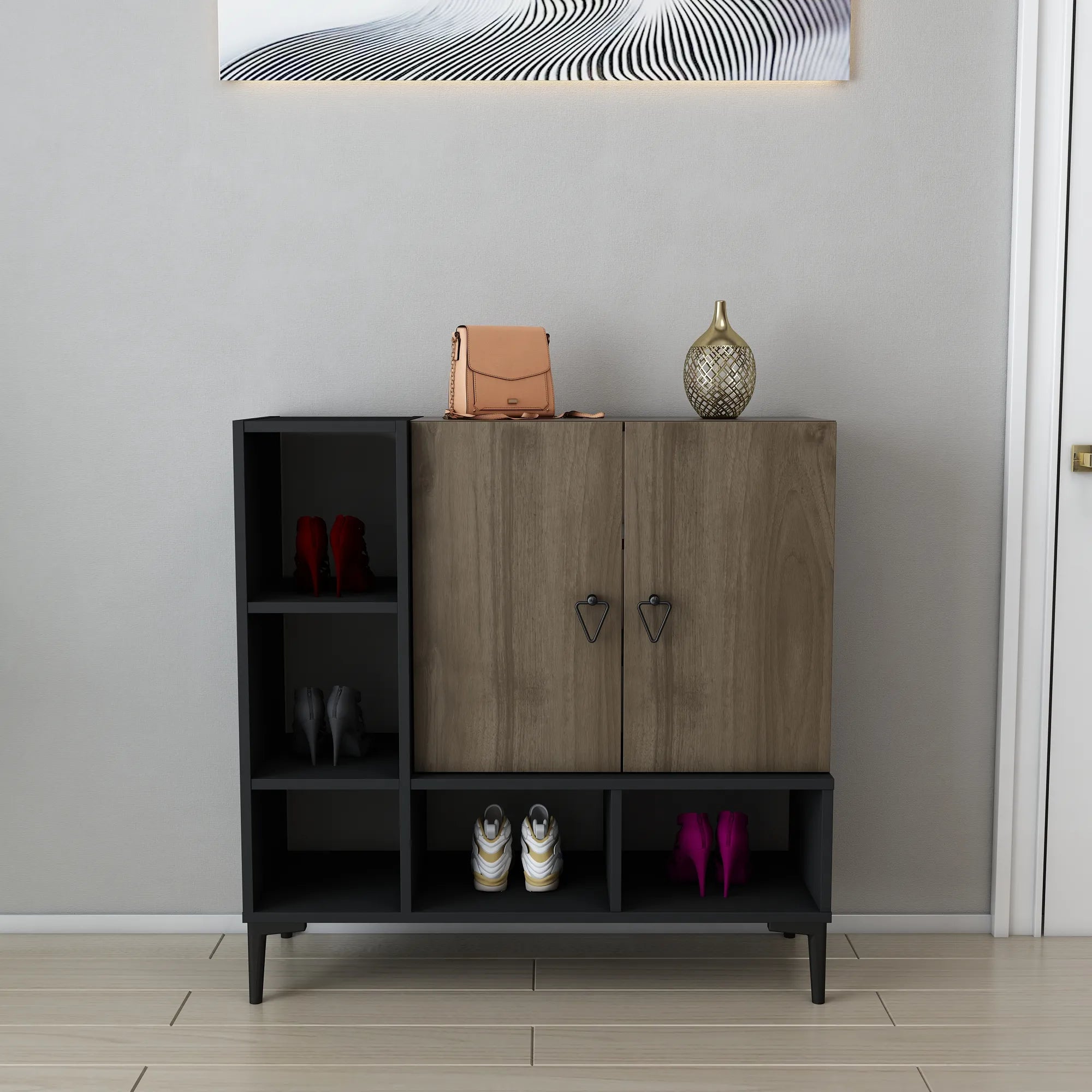Platin Modern Shoe Cabinet with Ample Storage | Cupboard