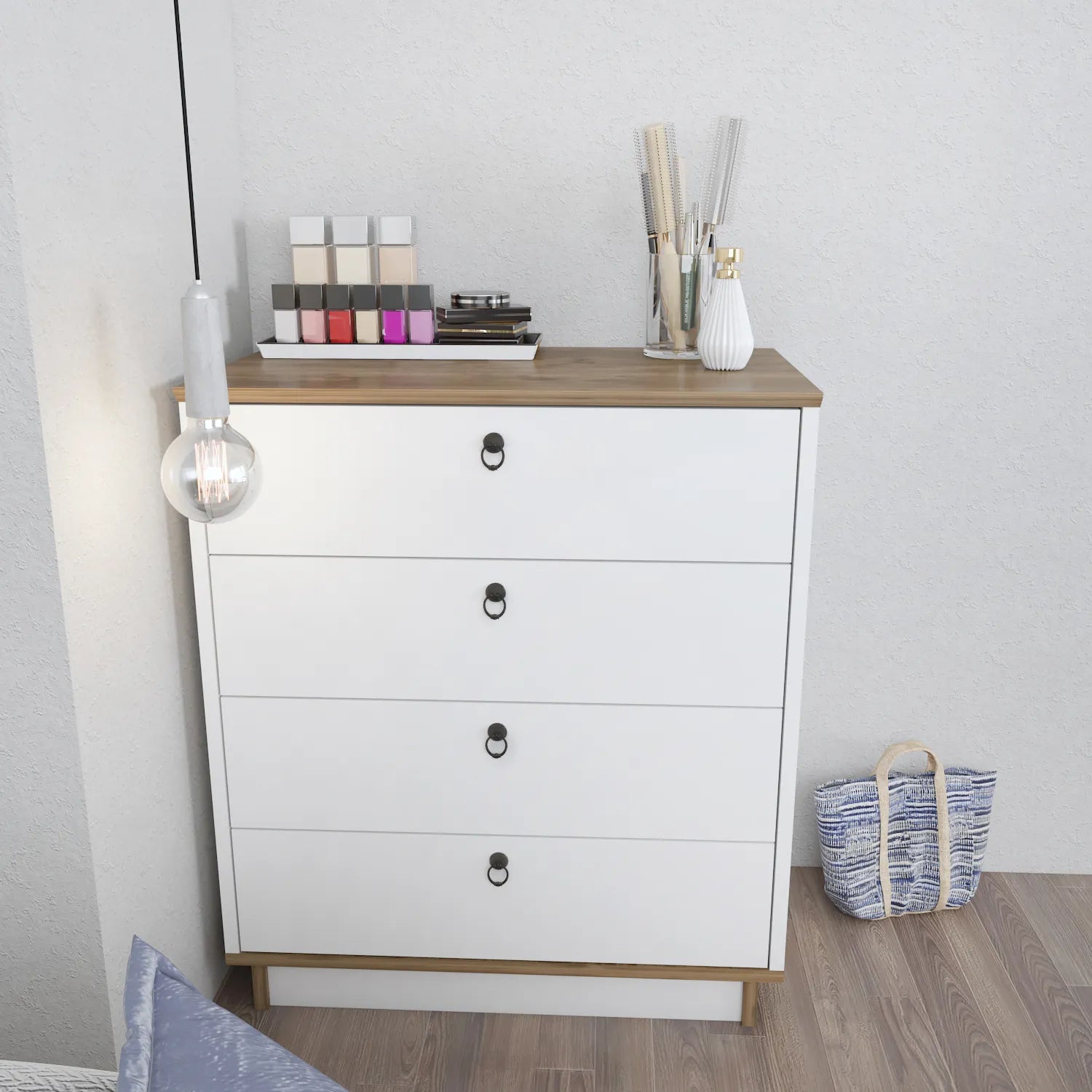 Sahra 28" Wide Modern Dresser with Four Drawers | Lingerie Chest