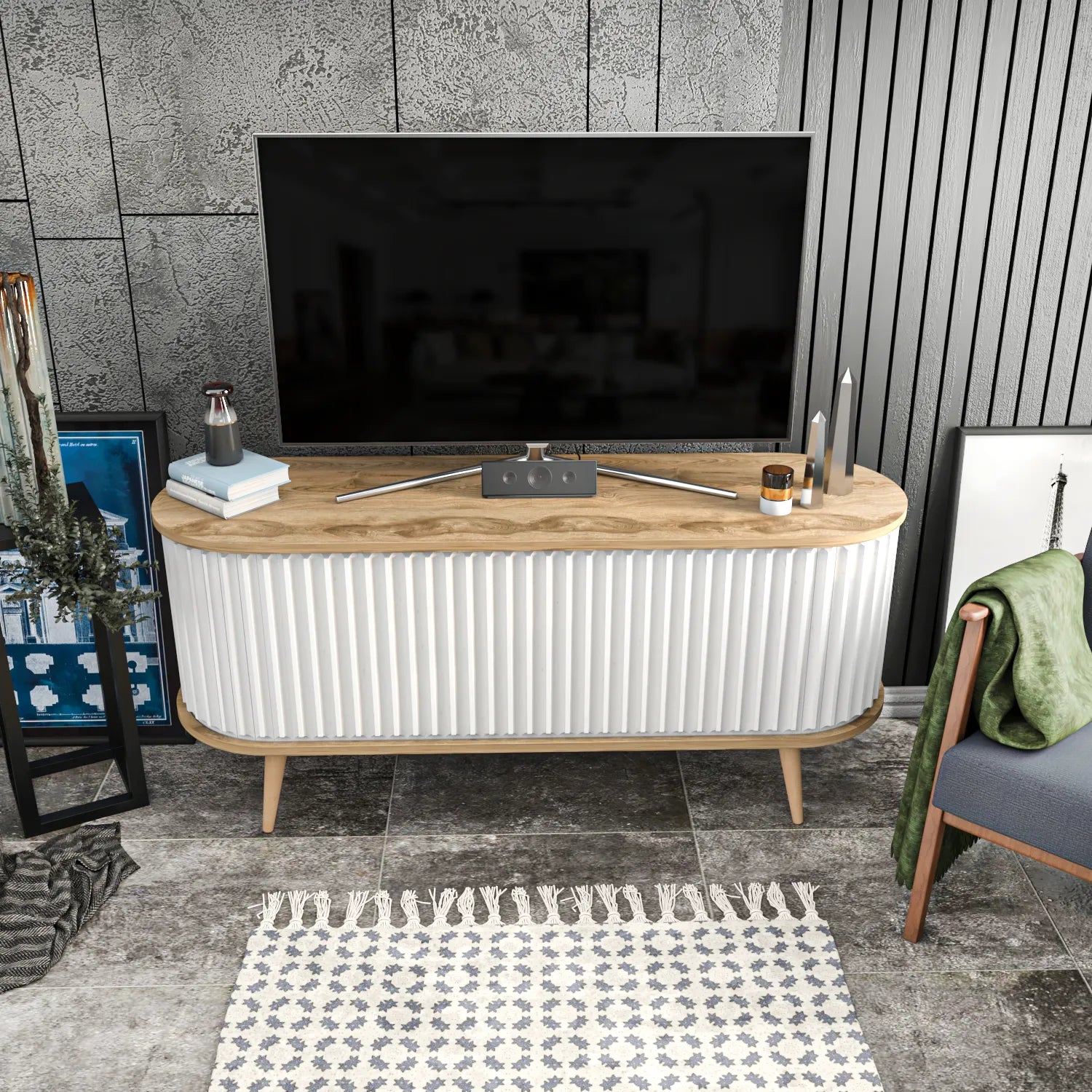 Store 55" Wide Oval TV Stand | Media Console