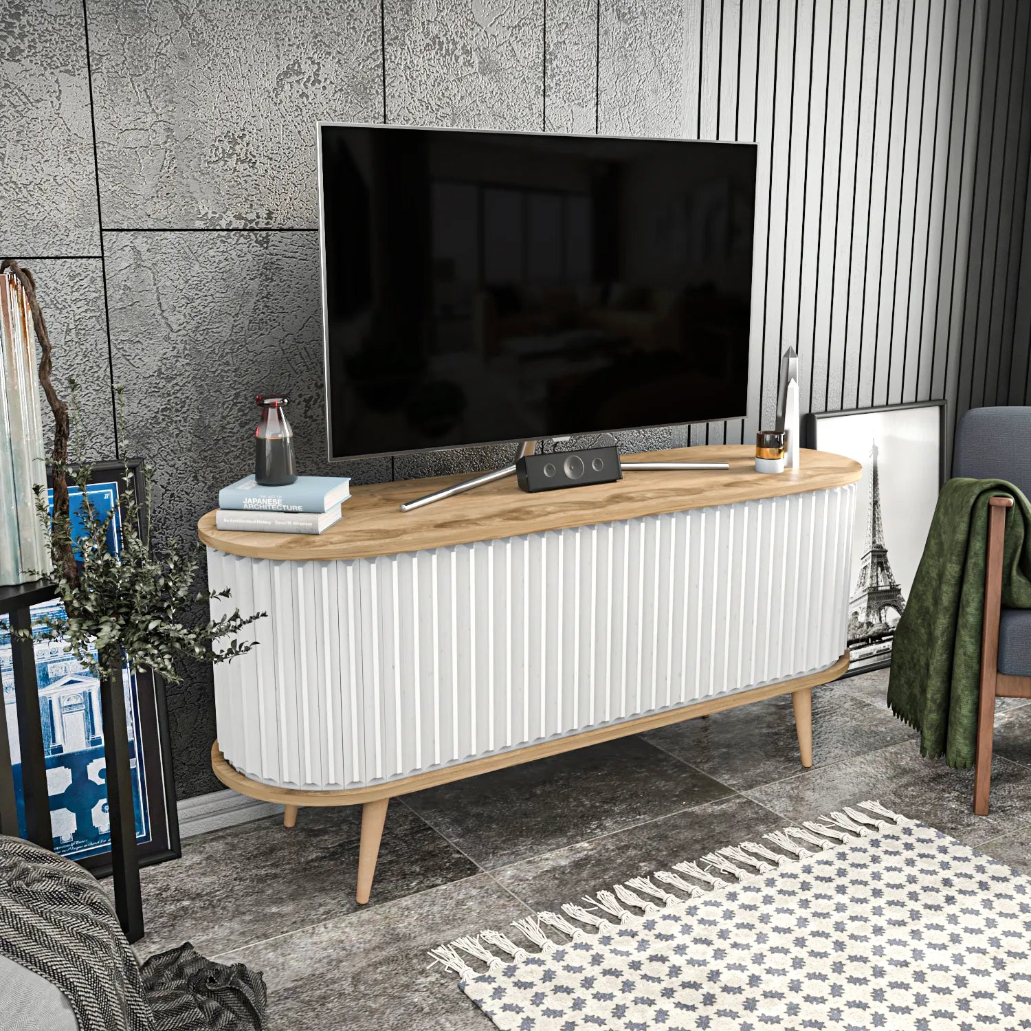 Store 55" Wide Oval TV Stand | Media Console
