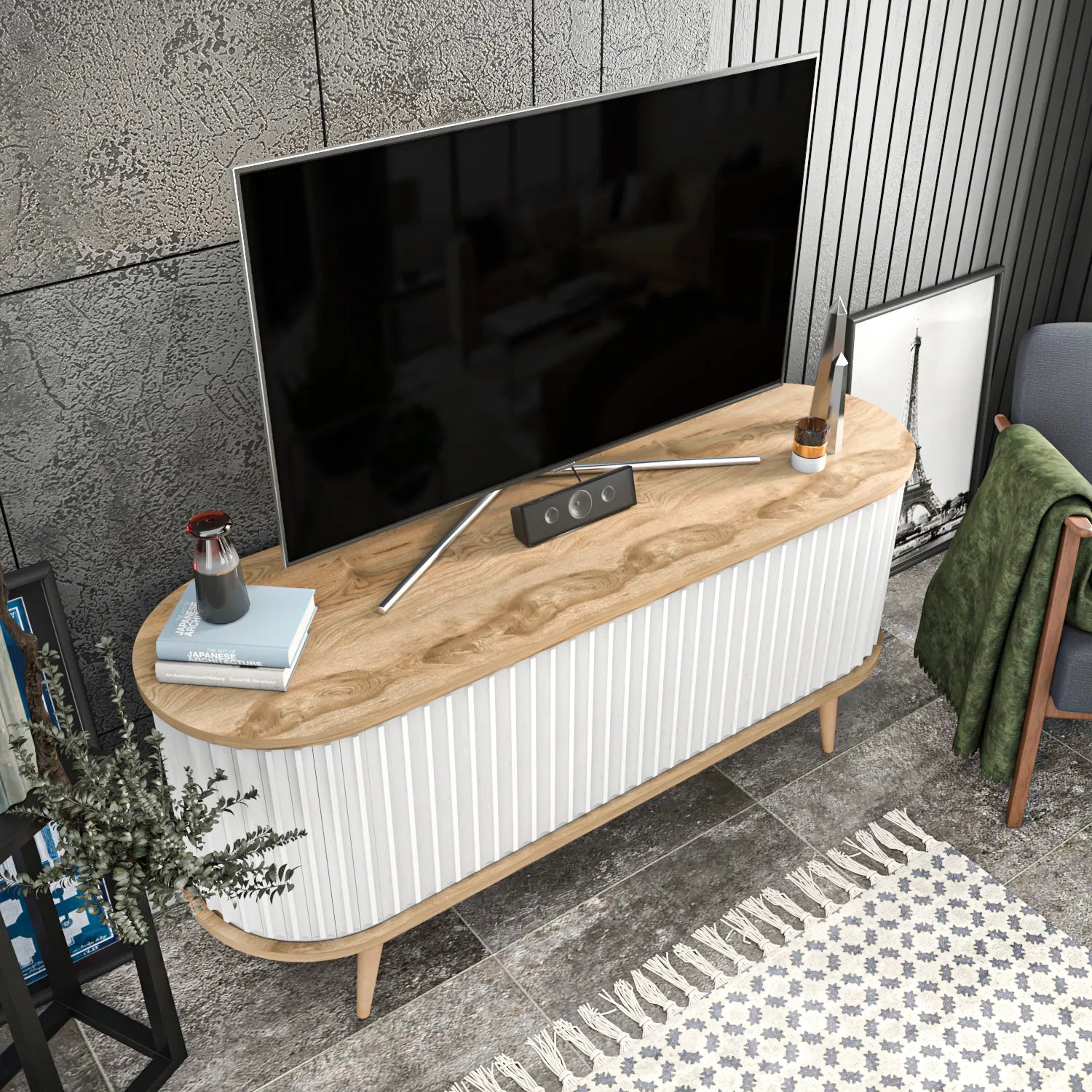 Store 55" Wide Oval TV Stand | Media Console