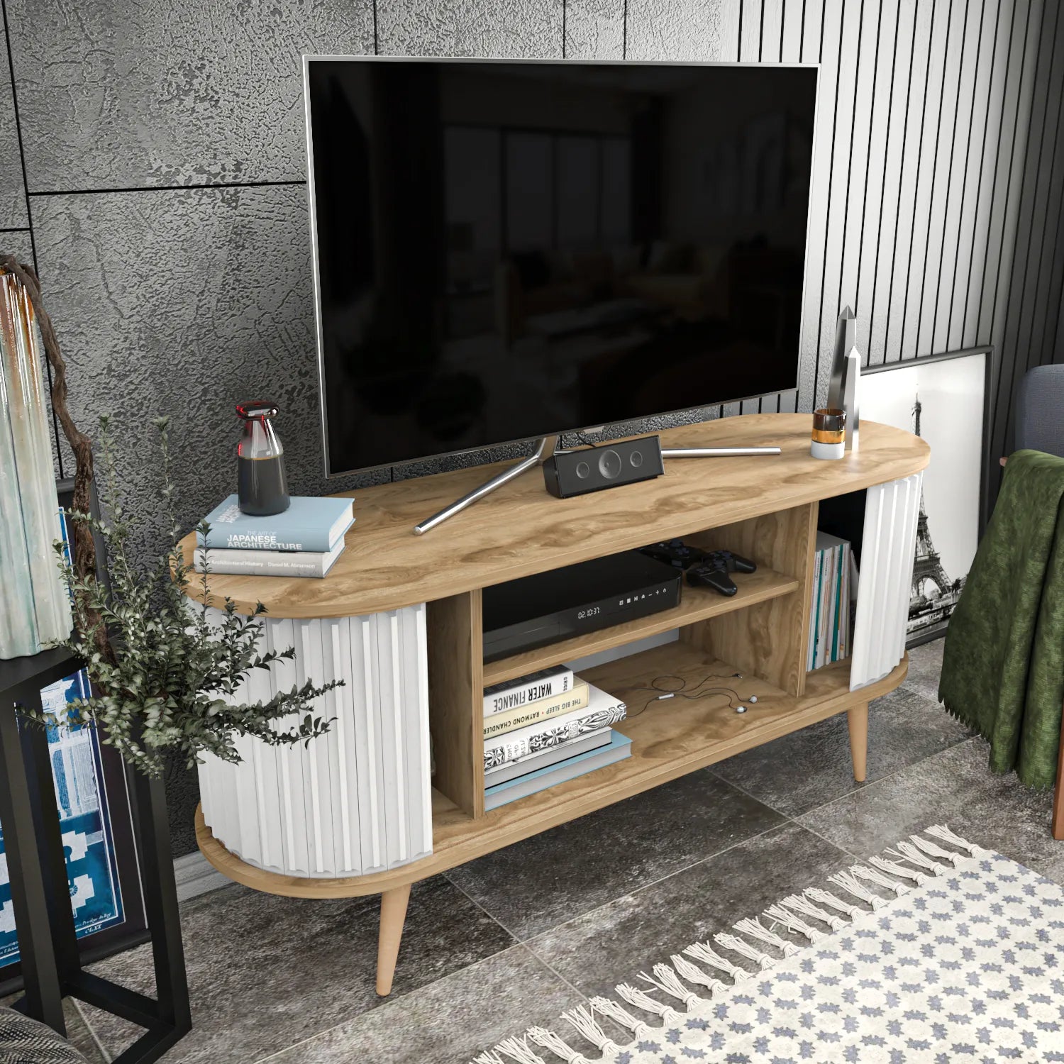 Store 55" Wide Oval TV Stand | Media Console