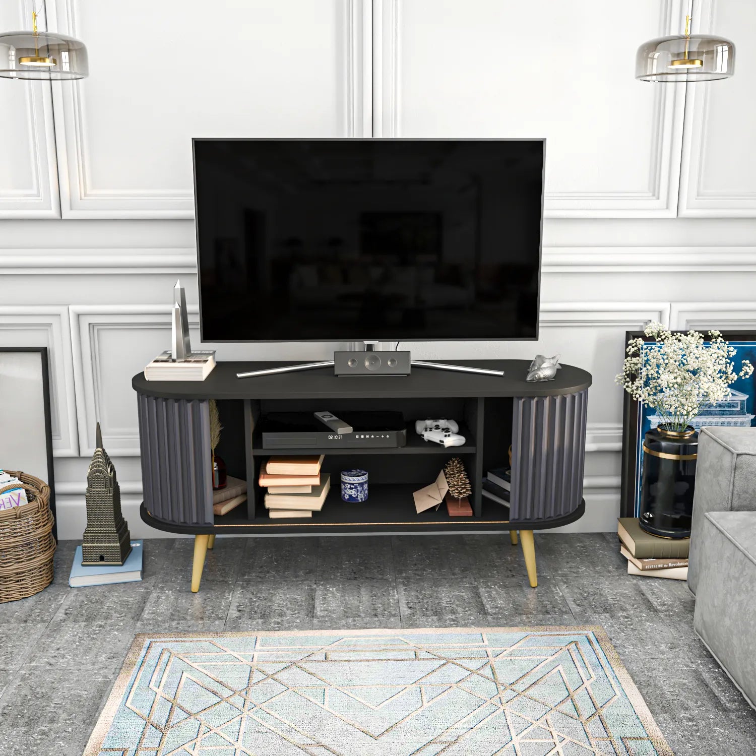 Store 55" Wide Oval TV Stand | Media Console