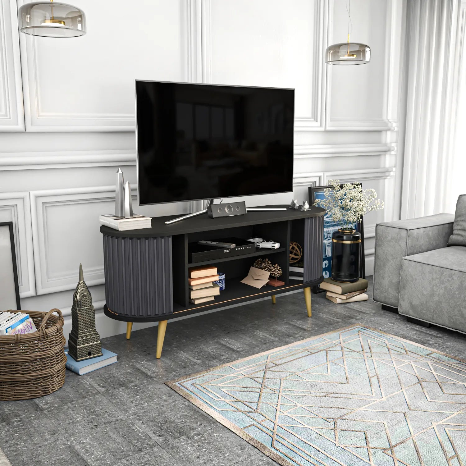 Store 55" Wide Oval TV Stand | Media Console