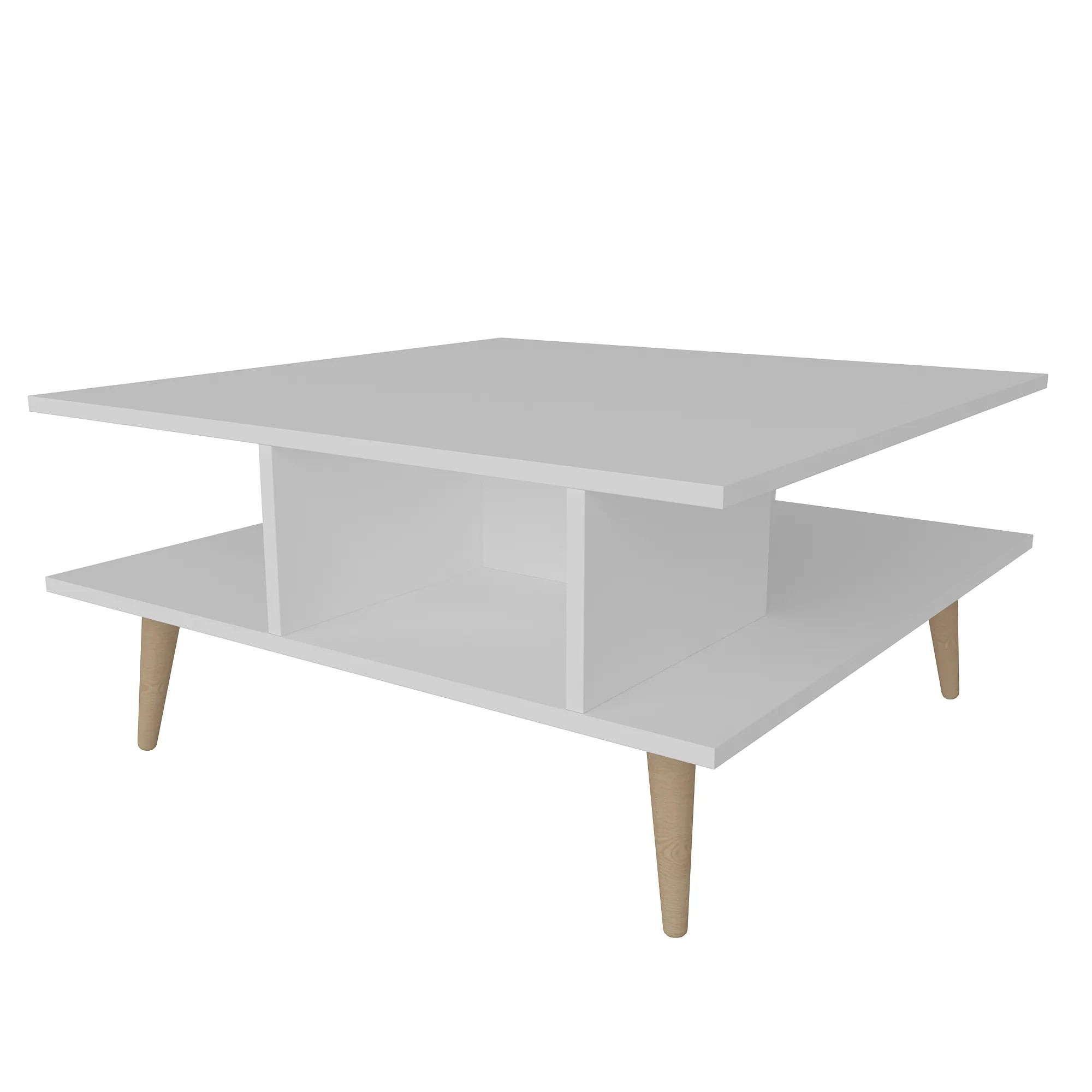 Akya 35 inch Wide Square Coffee Table with Open Shelf Storage