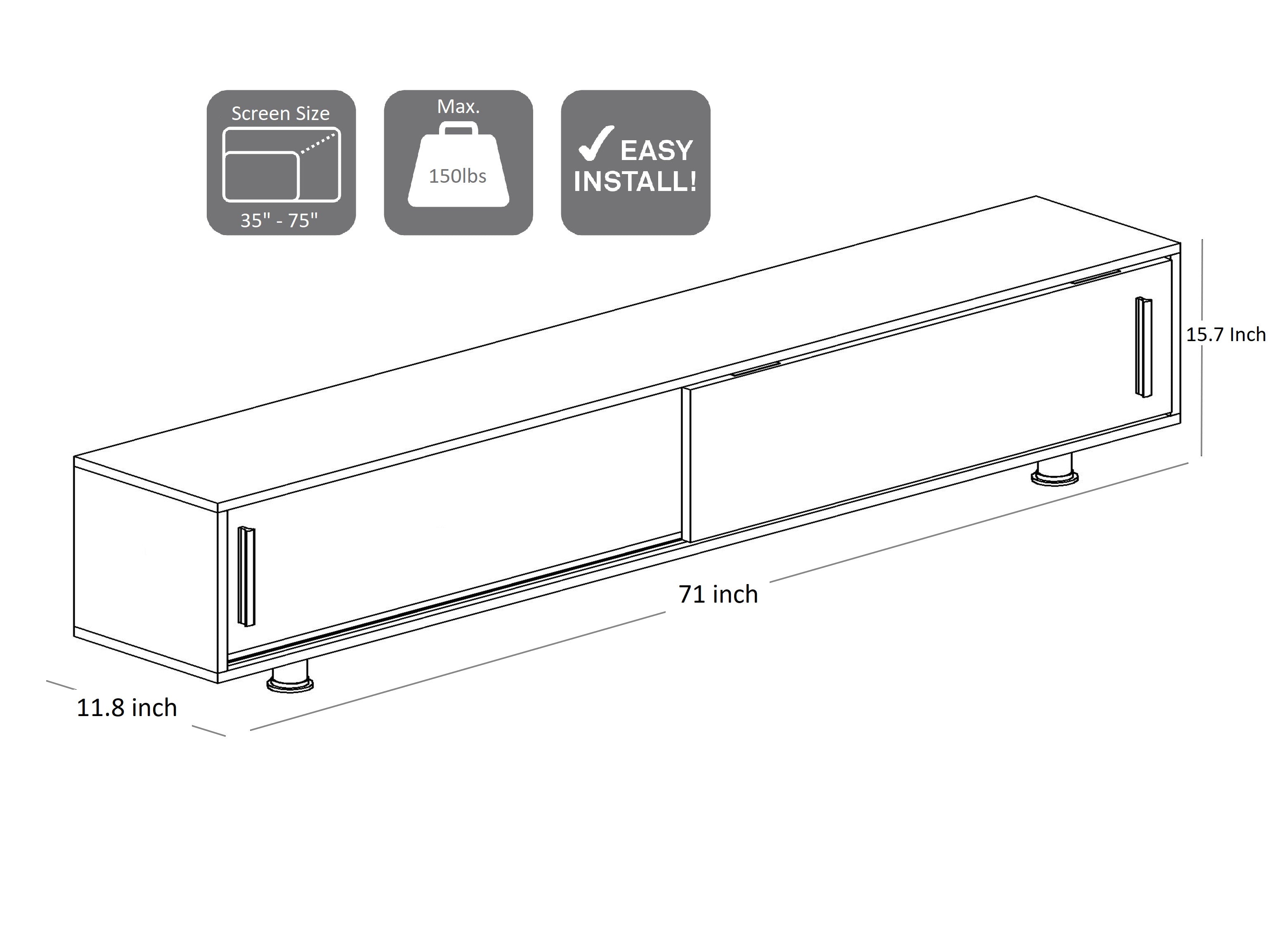 NEHIR TV STAND WHITE WALNUT