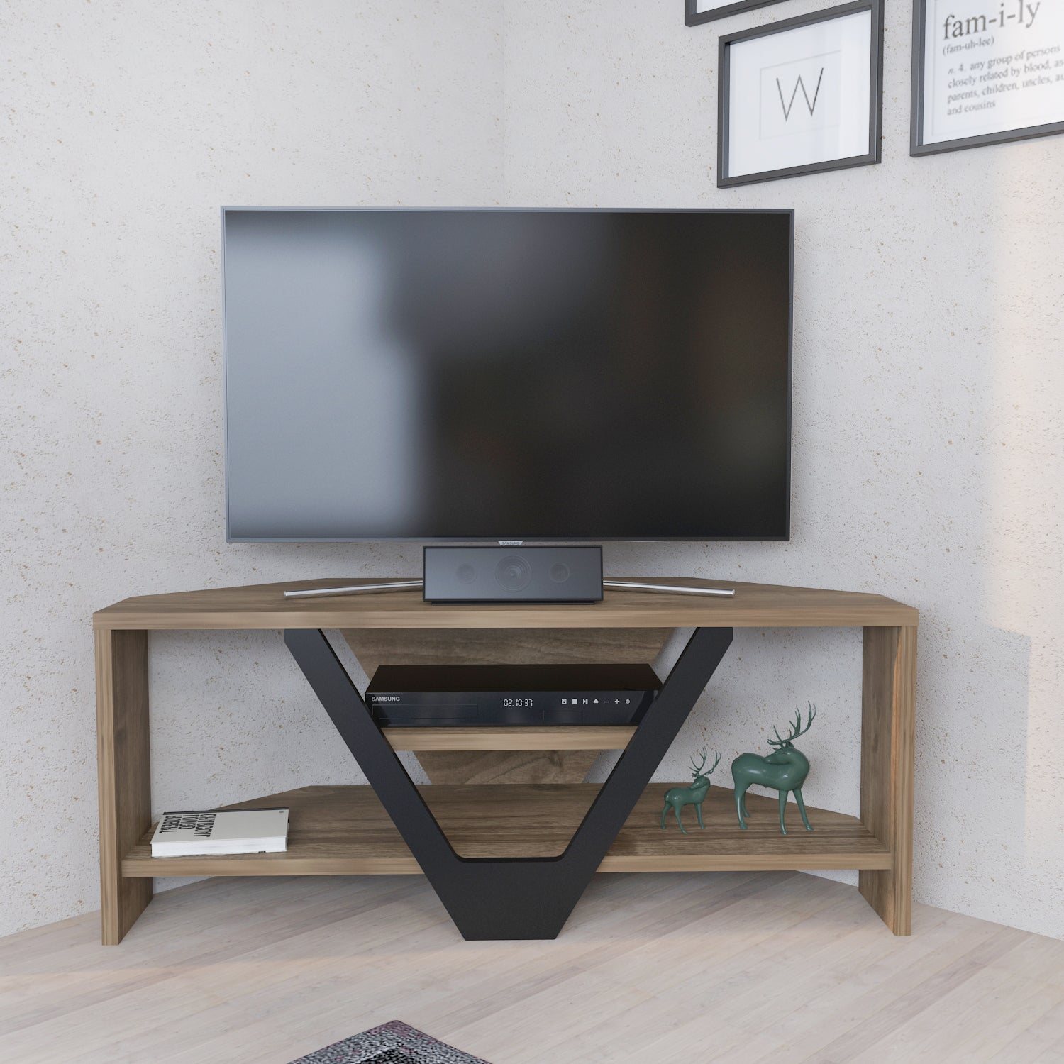 Karin 35'' wide Corner TV Stand Console Table for Up to 50 inch TVs