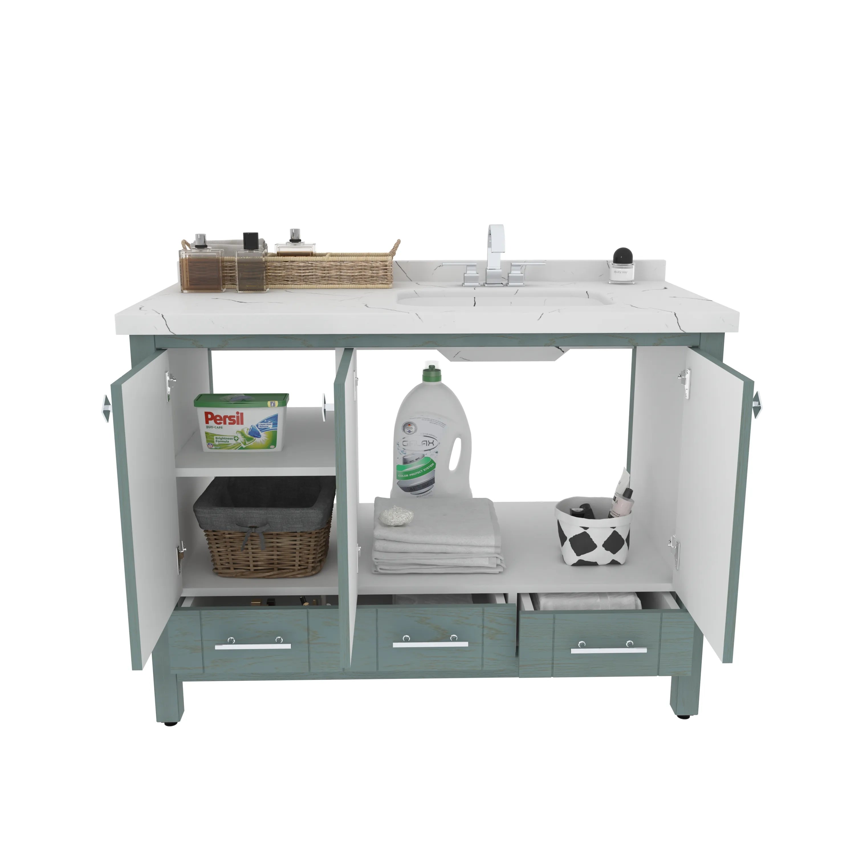 Kardelen 47'' Wide Free-standing Single Bathroom Vanity with Engineered Marble Vanity Top